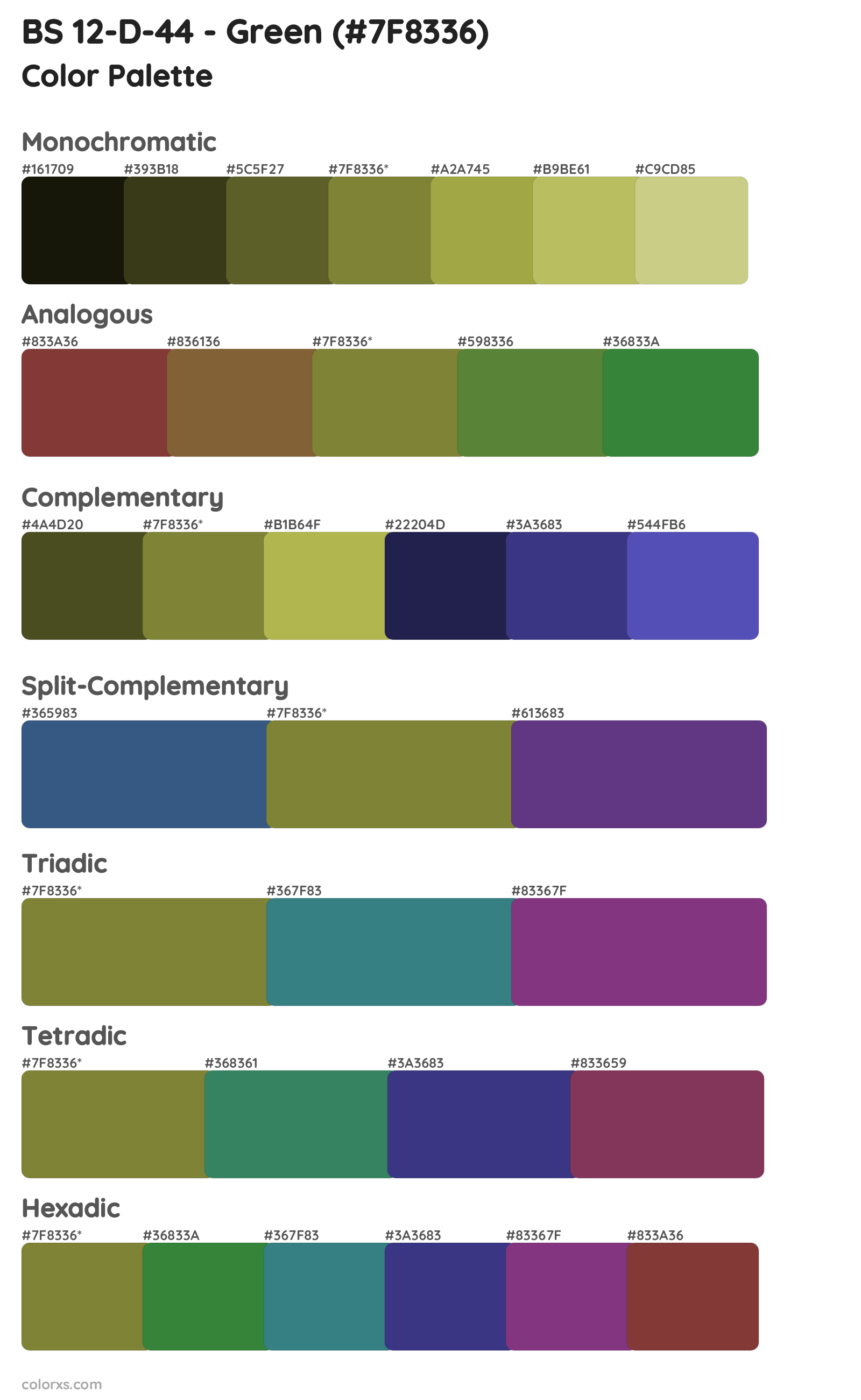BS 12-D-44 - Green Color Scheme Palettes