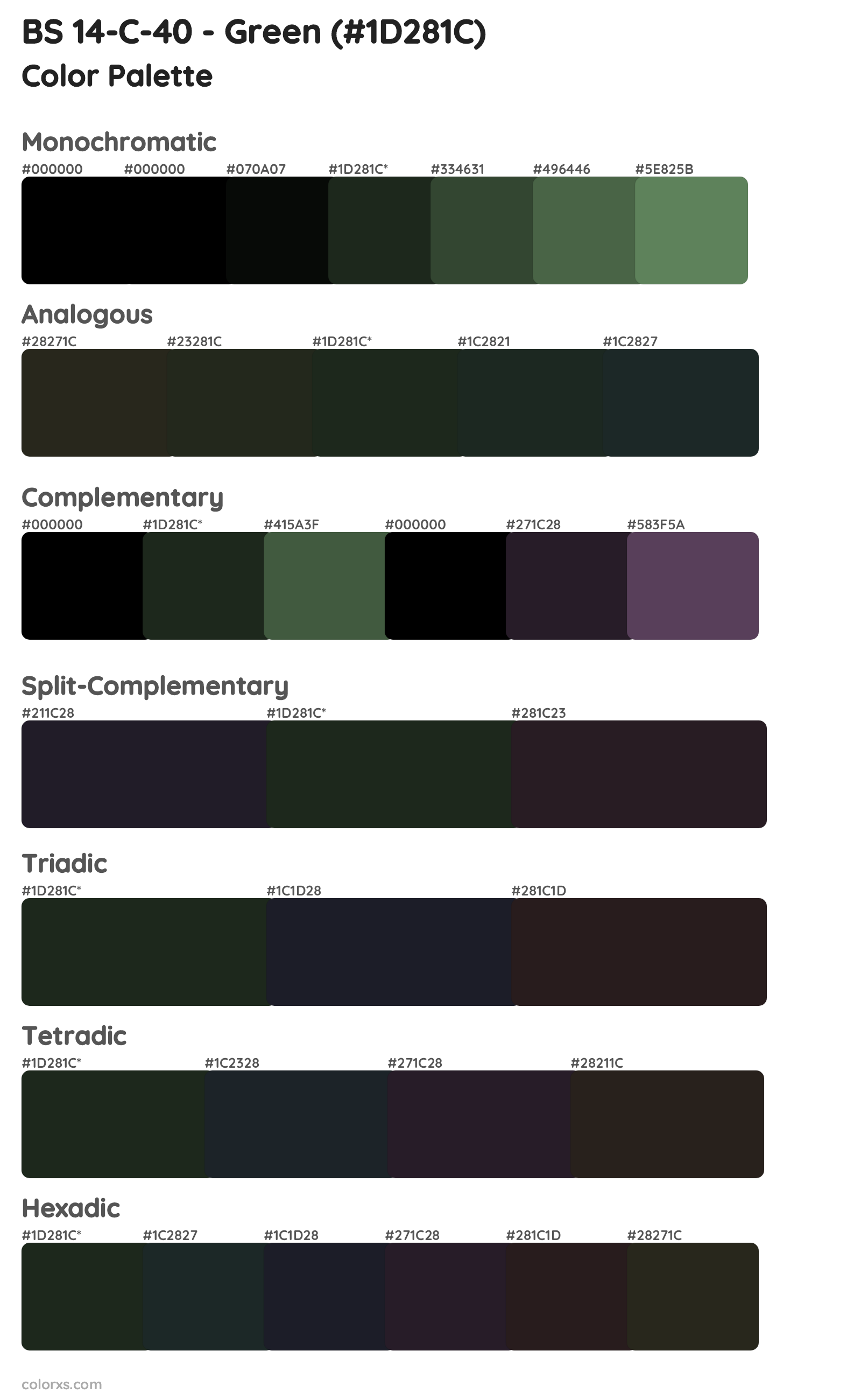 BS 14-C-40 - Green Color Scheme Palettes