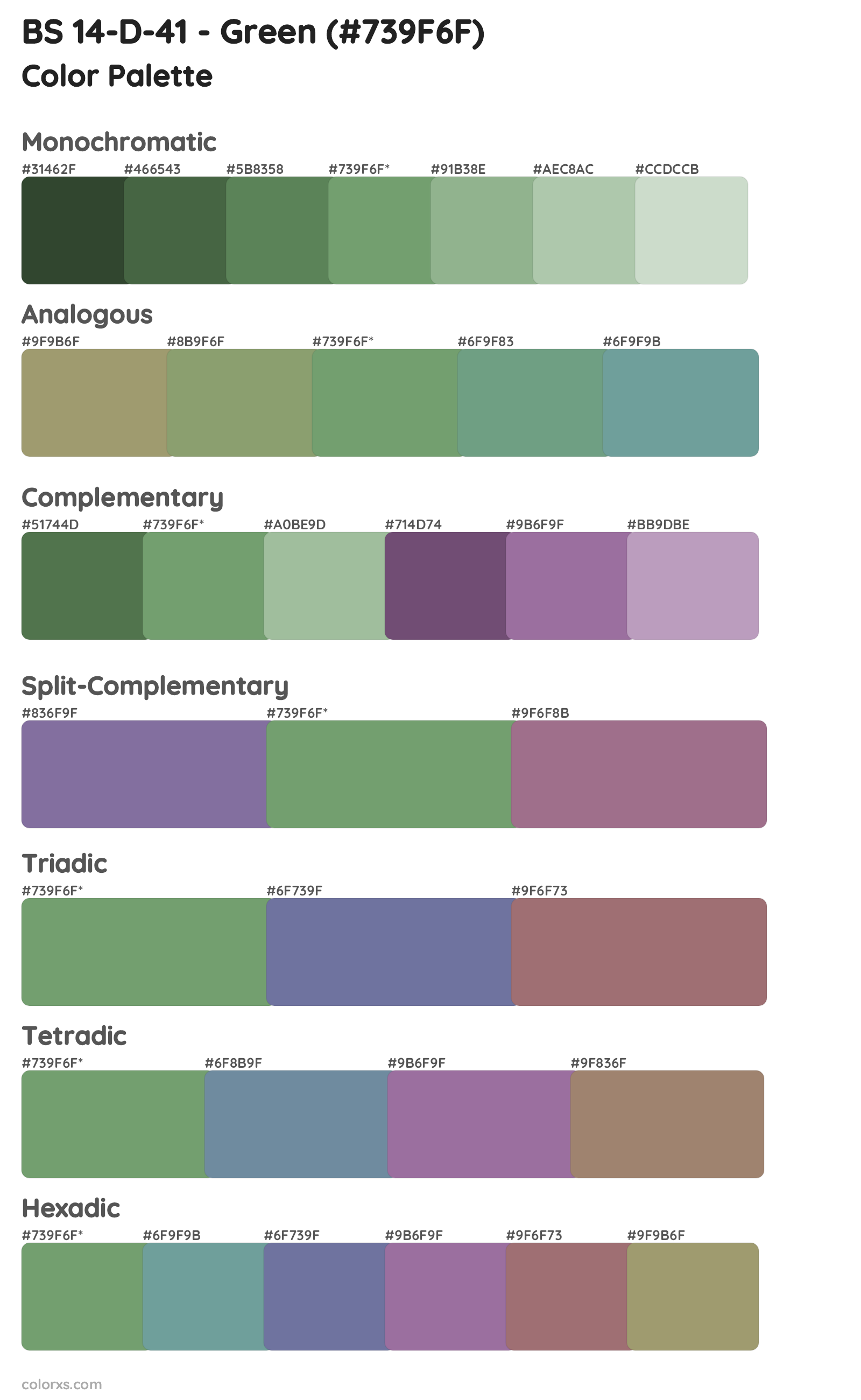 BS 14-D-41 - Green Color Scheme Palettes