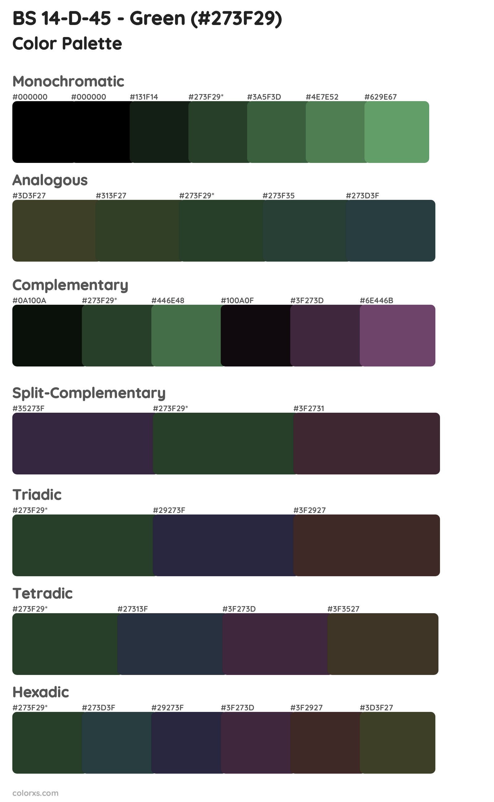 BS 14-D-45 - Green Color Scheme Palettes