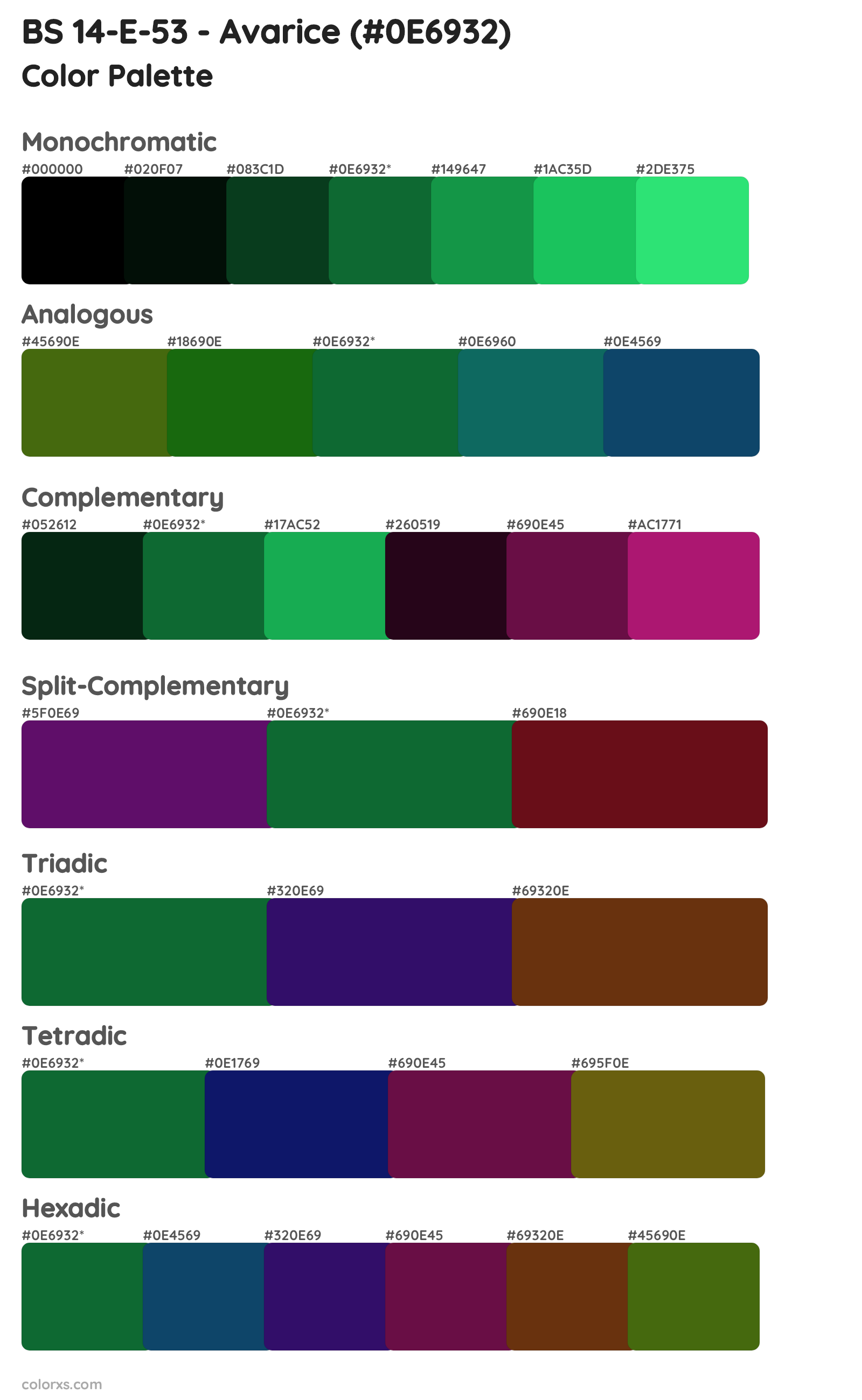 BS 14-E-53 - Avarice Color Scheme Palettes