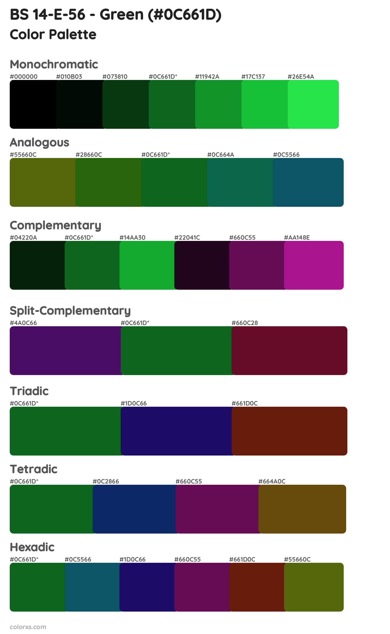BS 14-E-56 - Green Color Scheme Palettes