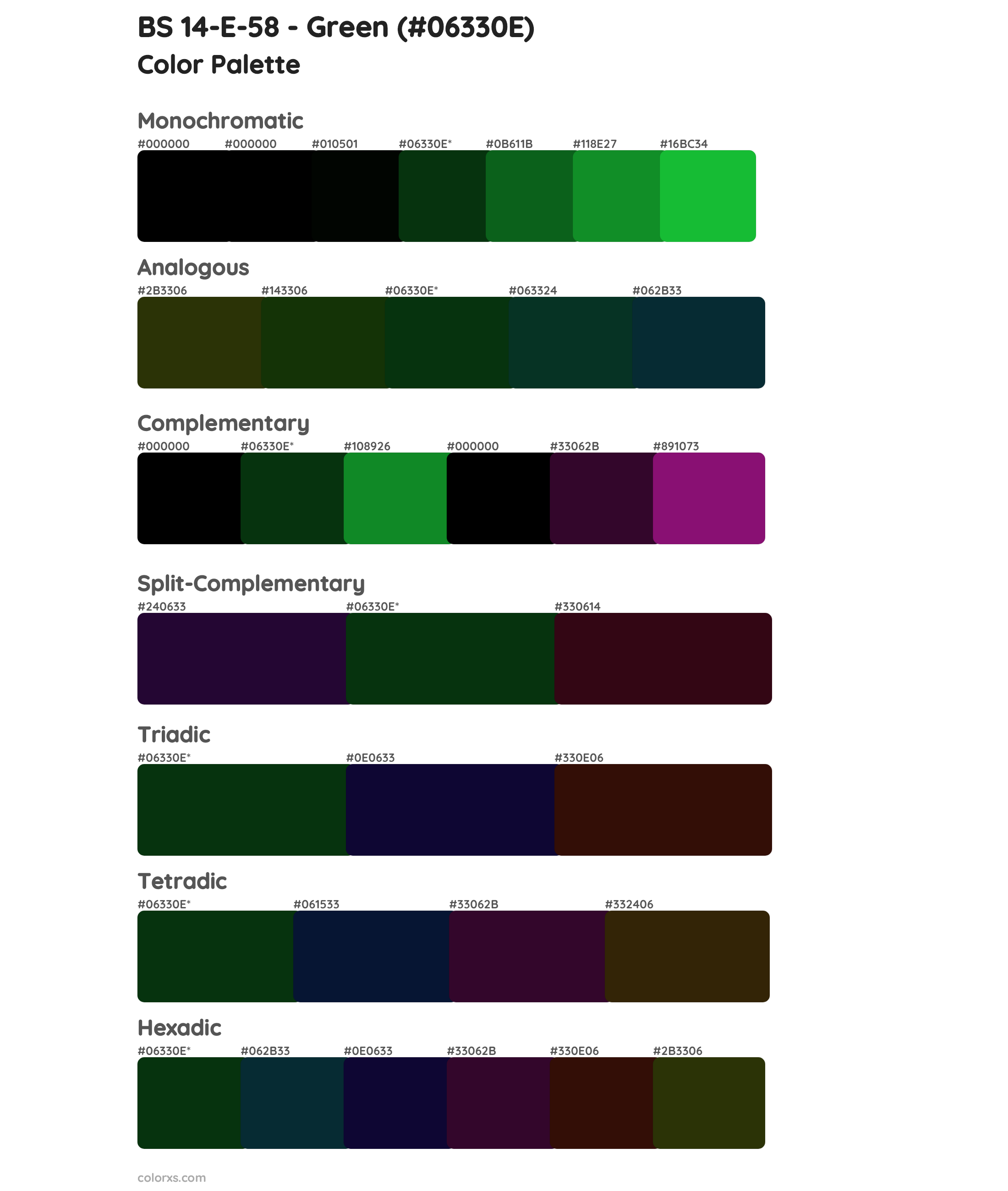 BS 14-E-58 - Green Color Scheme Palettes