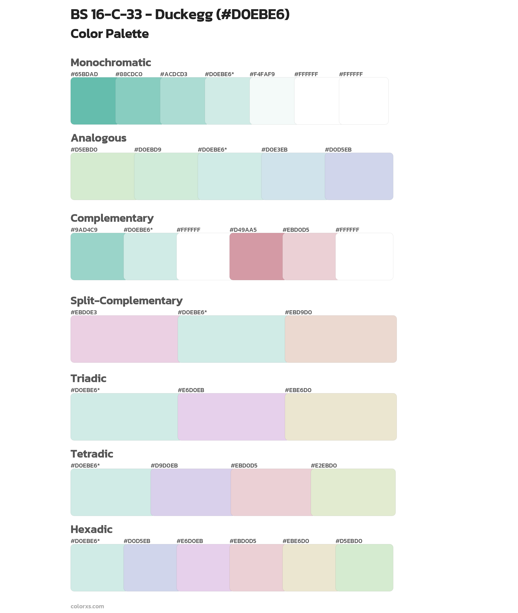 BS 16-C-33 - Duckegg Color Scheme Palettes