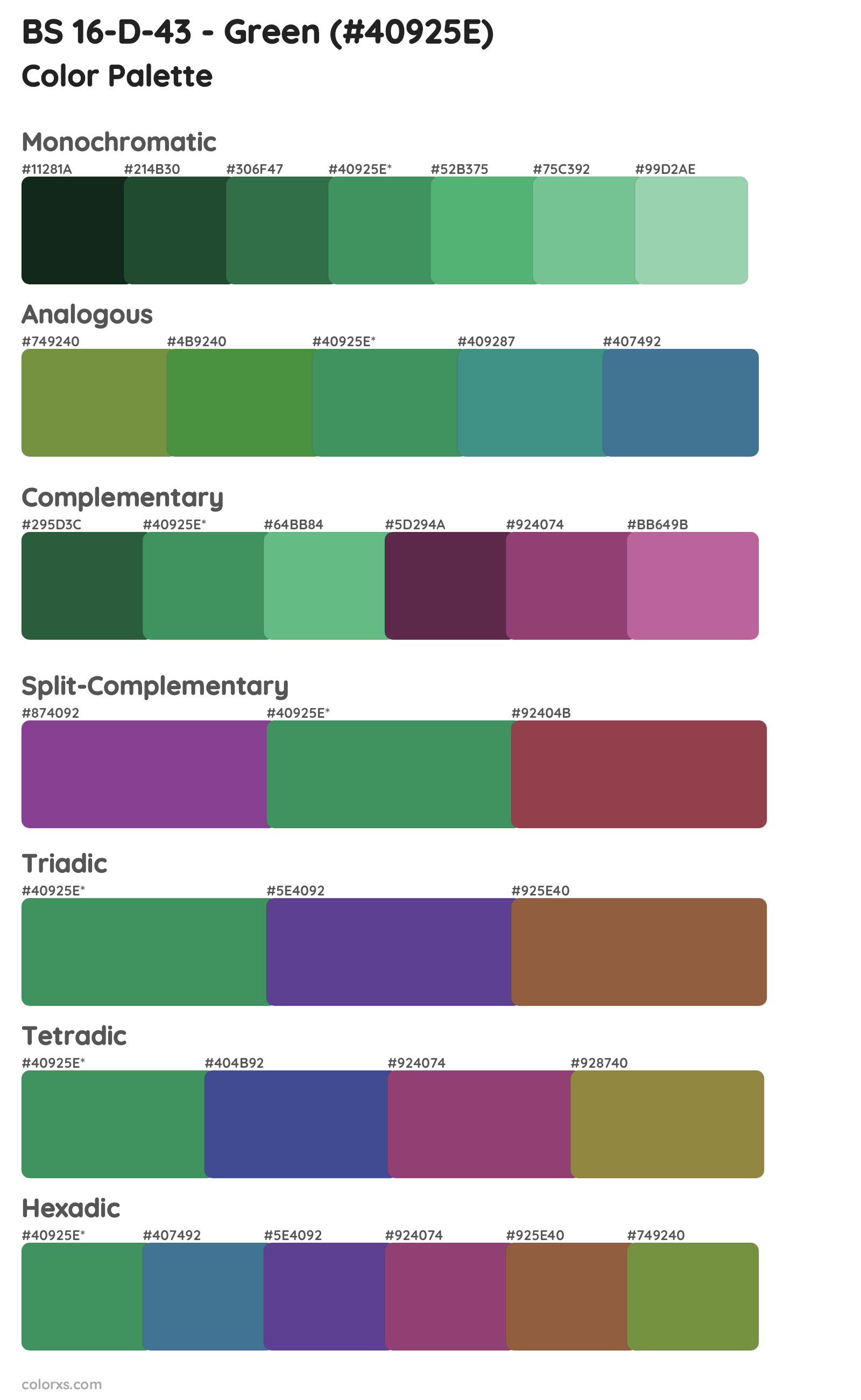 BS 16-D-43 - Green Color Scheme Palettes