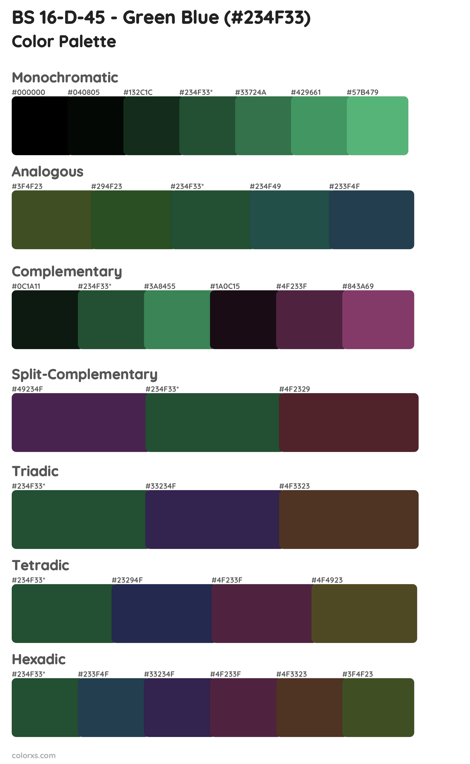 BS 16-D-45 - Green Blue Color Scheme Palettes