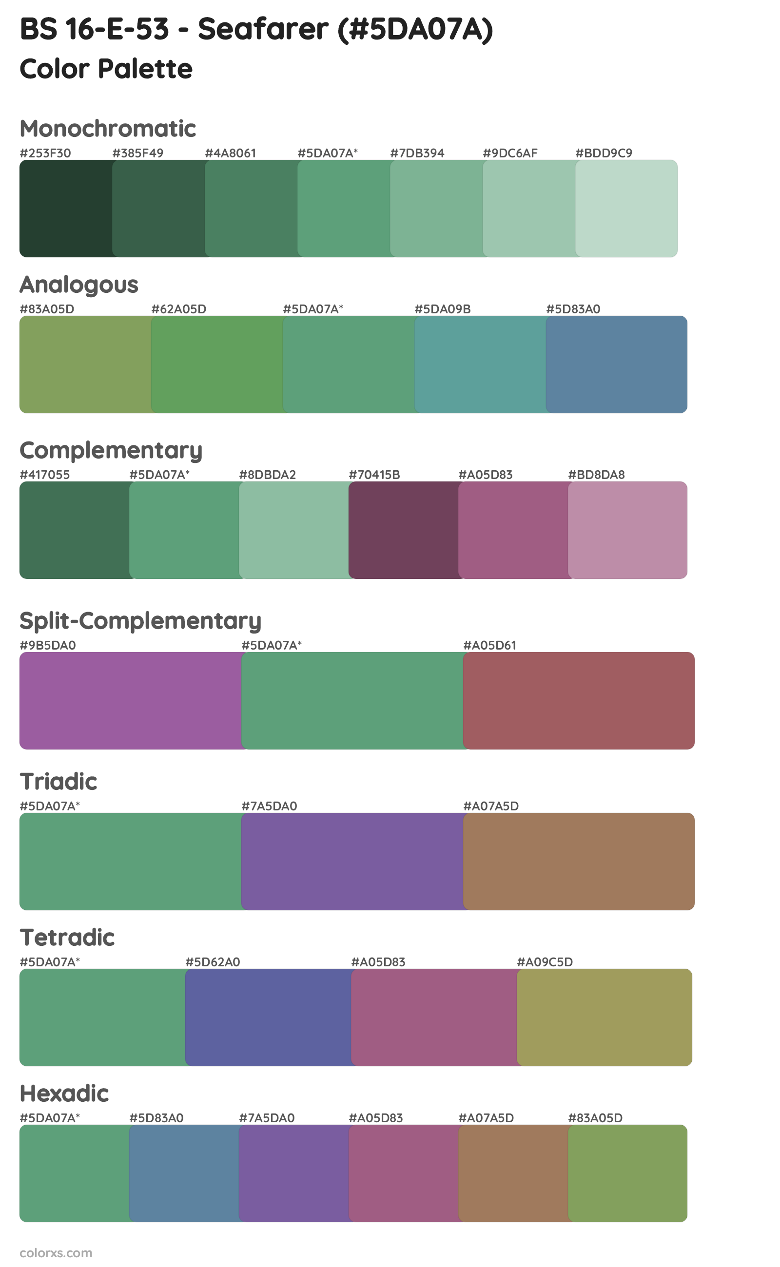 BS 16-E-53 - Seafarer Color Scheme Palettes