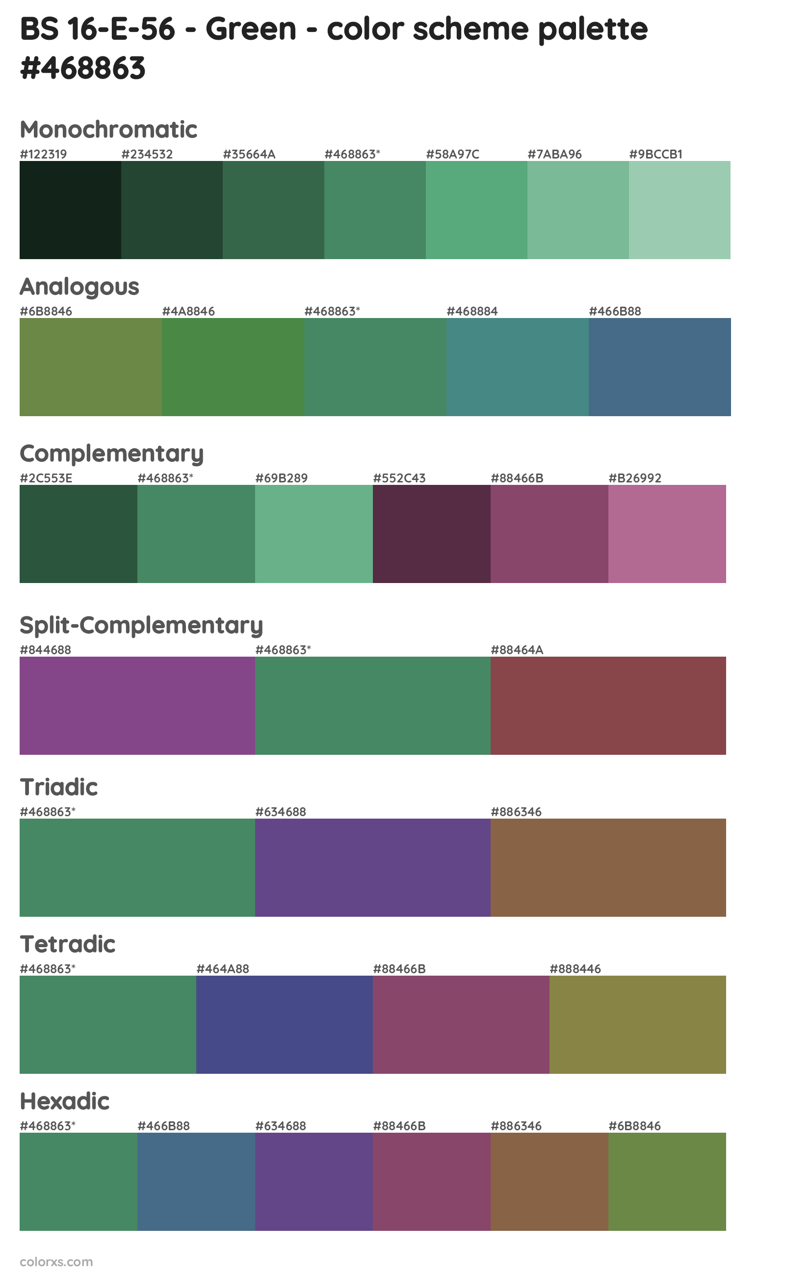 BS 16-E-56 - Green Color Scheme Palettes