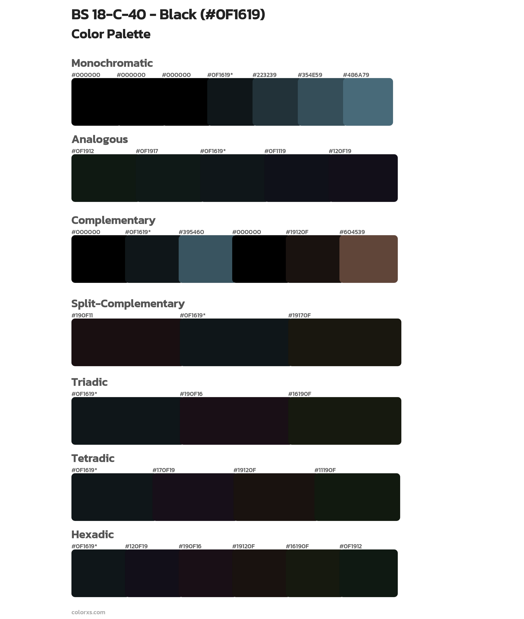 BS 18-C-40 - Black Color Scheme Palettes