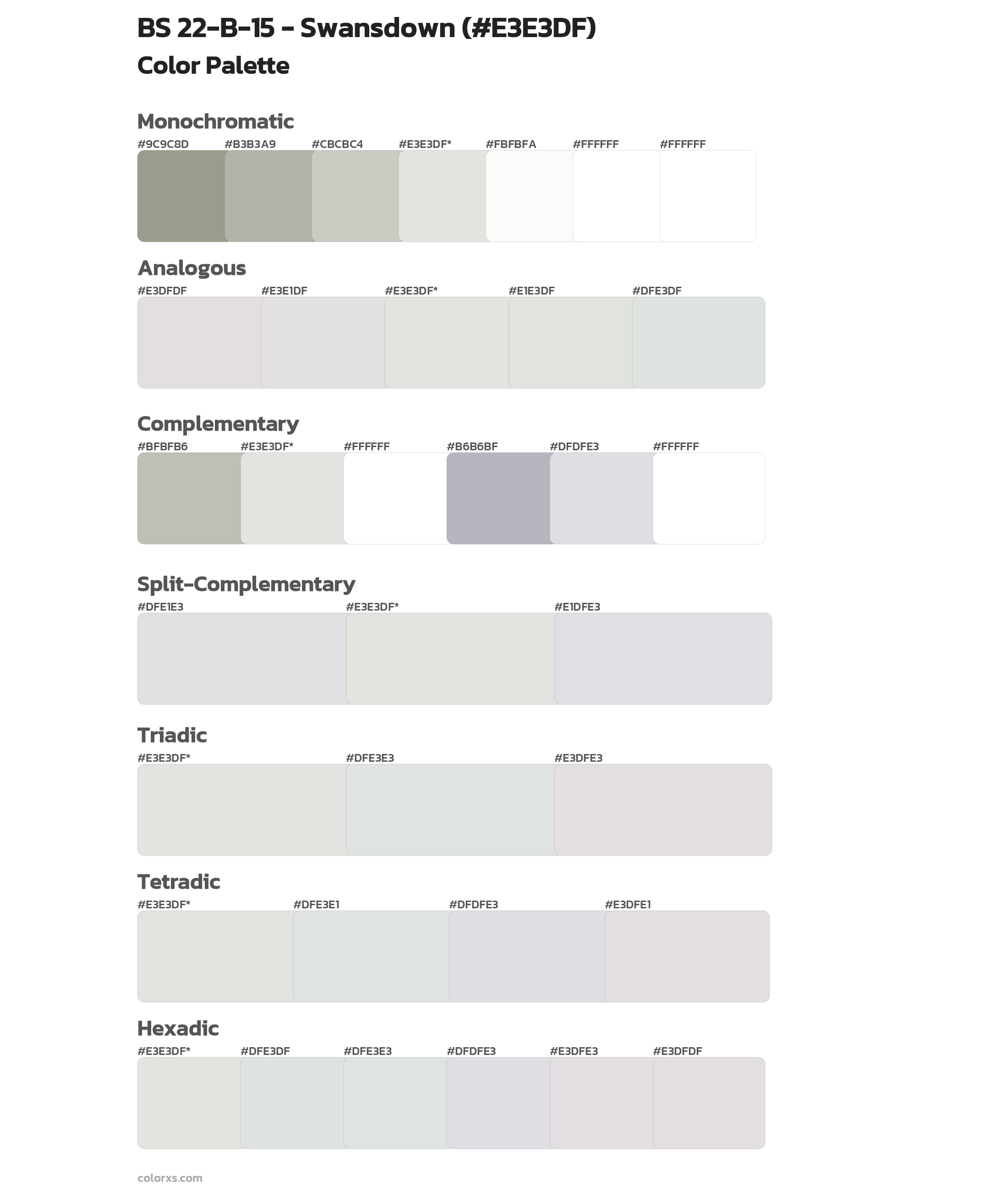 BS 22-B-15 - Swansdown Color Scheme Palettes