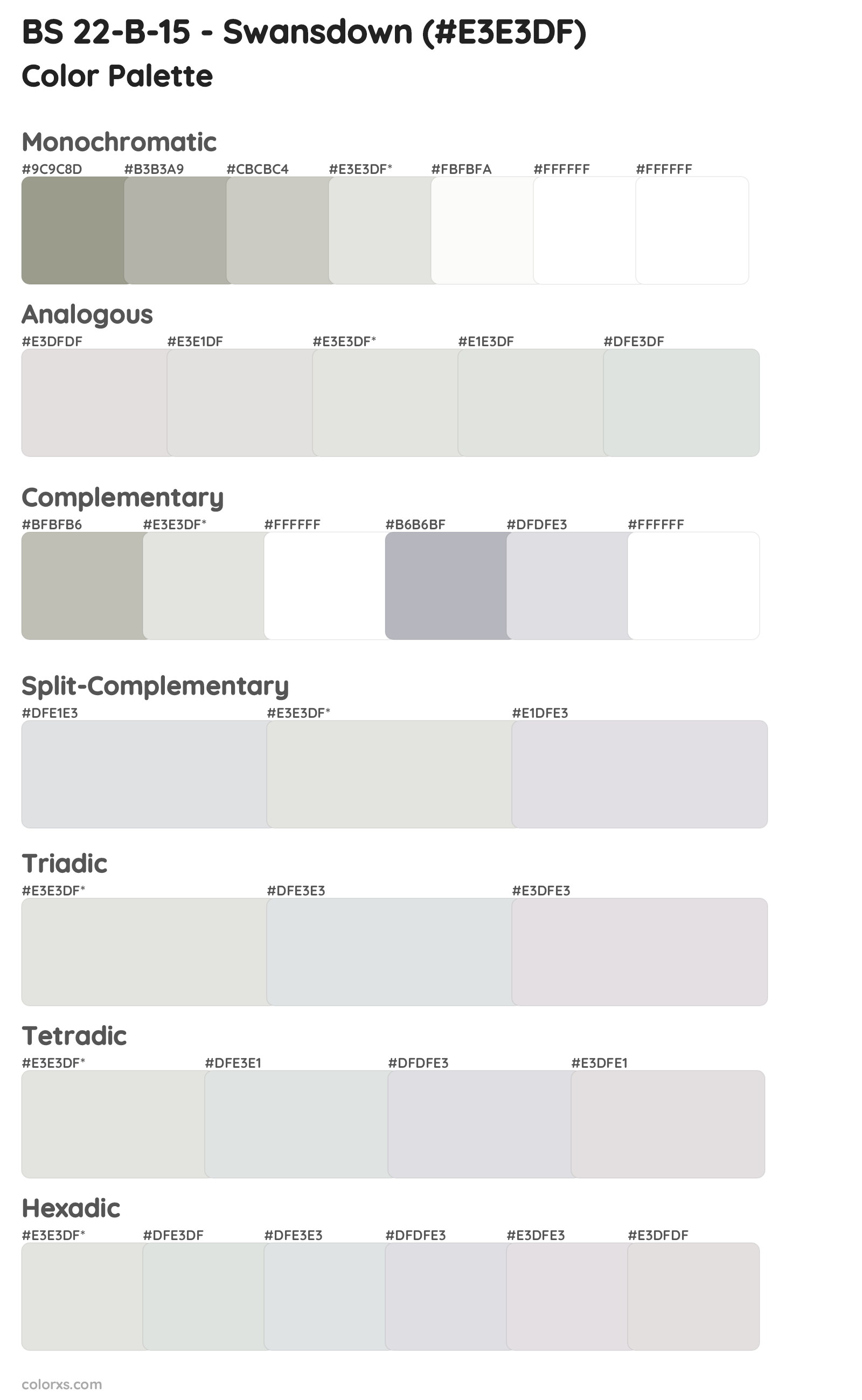 BS 22-B-15 - Swansdown Color Scheme Palettes