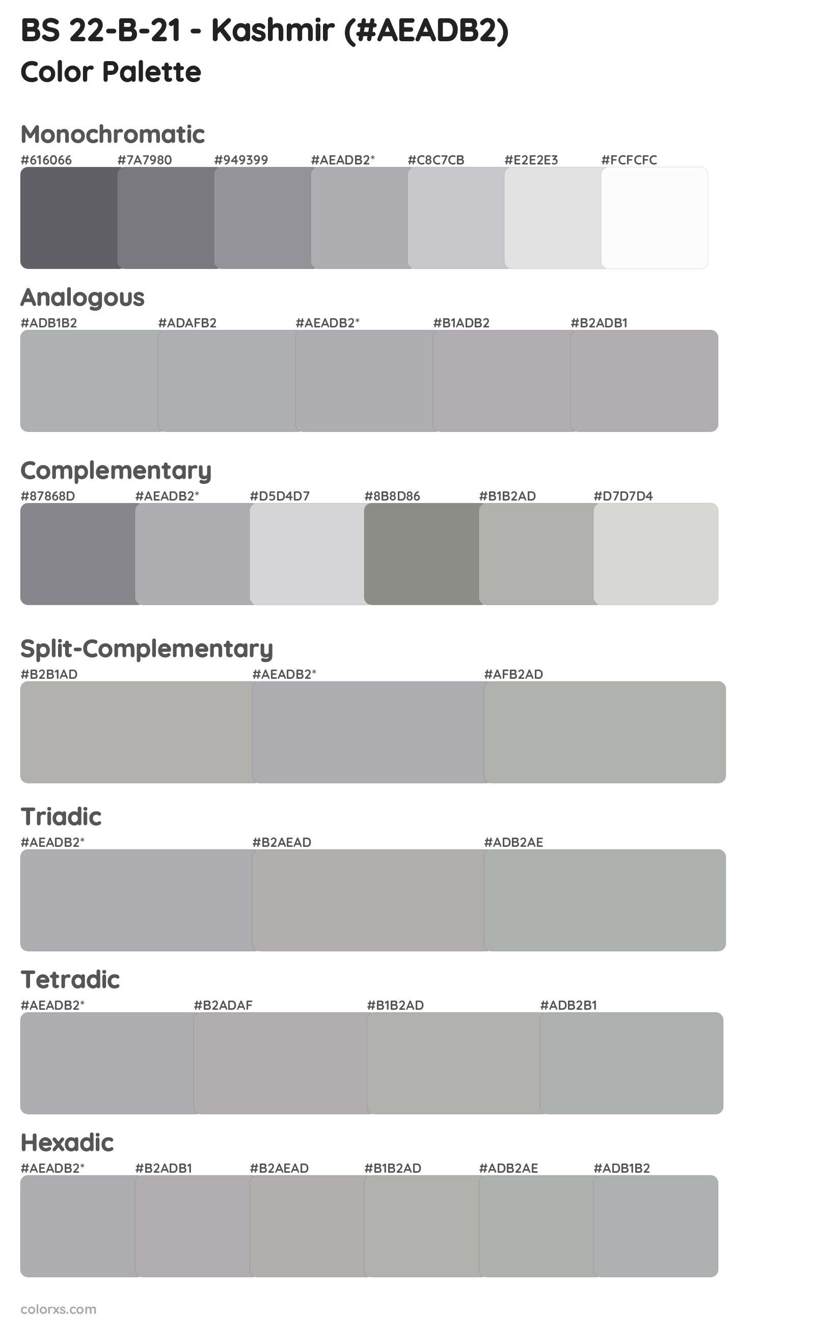 BS 22-B-21 - Kashmir Color Scheme Palettes