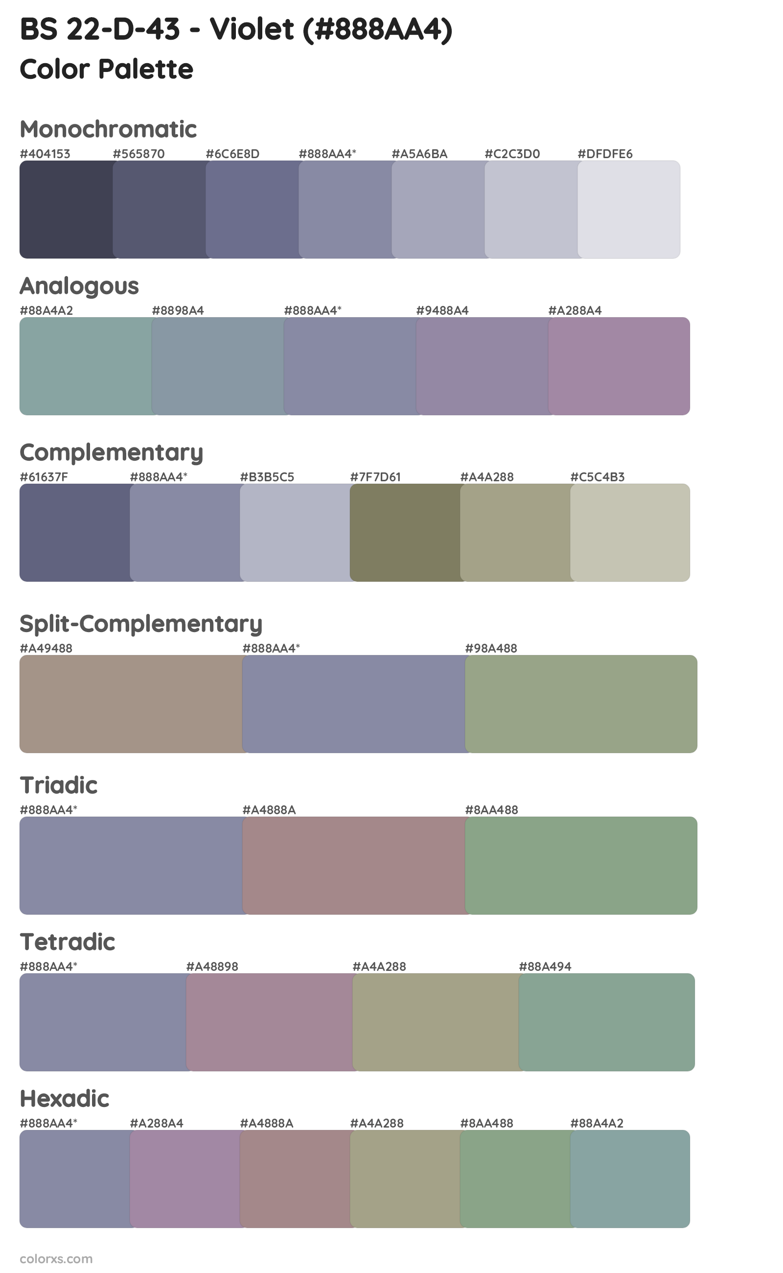BS 22-D-43 - Violet Color Scheme Palettes
