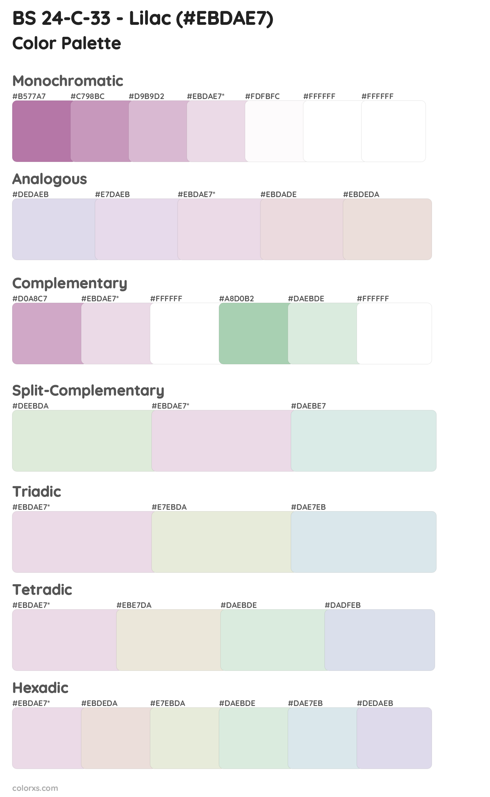 BS 24-C-33 - Lilac Color Scheme Palettes