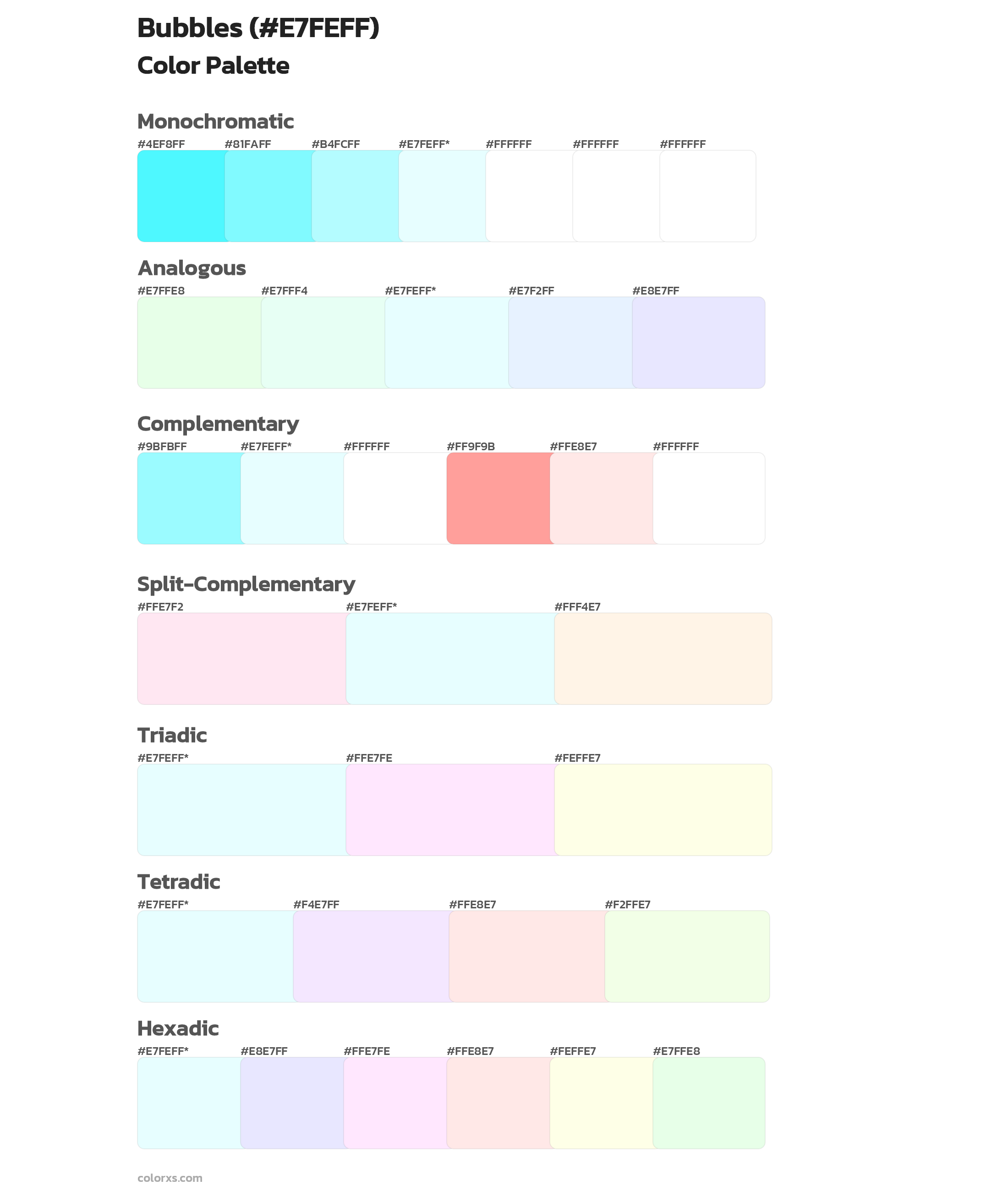 Bubbles Color Scheme Palettes