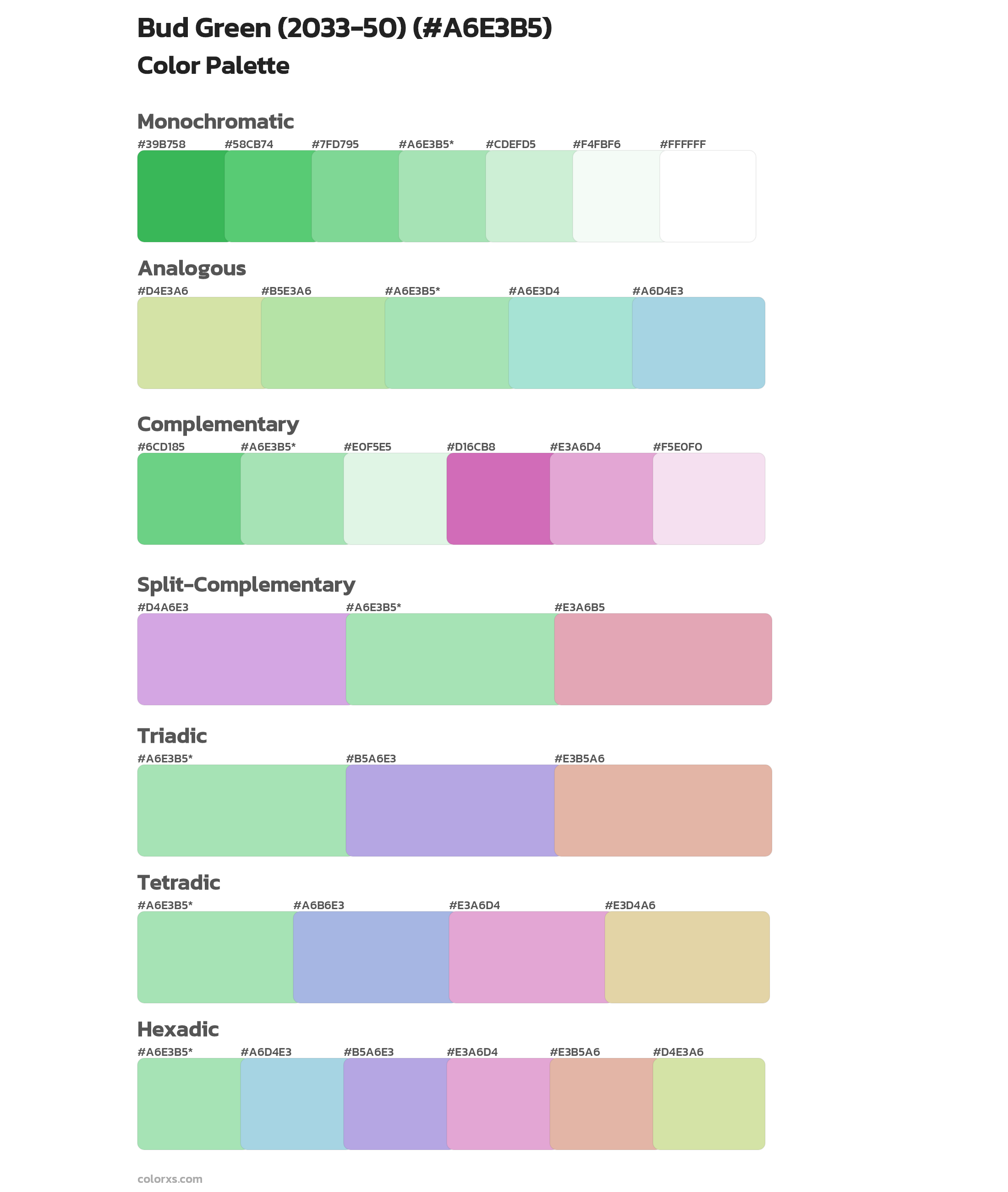 Bud Green (2033-50) Color Scheme Palettes
