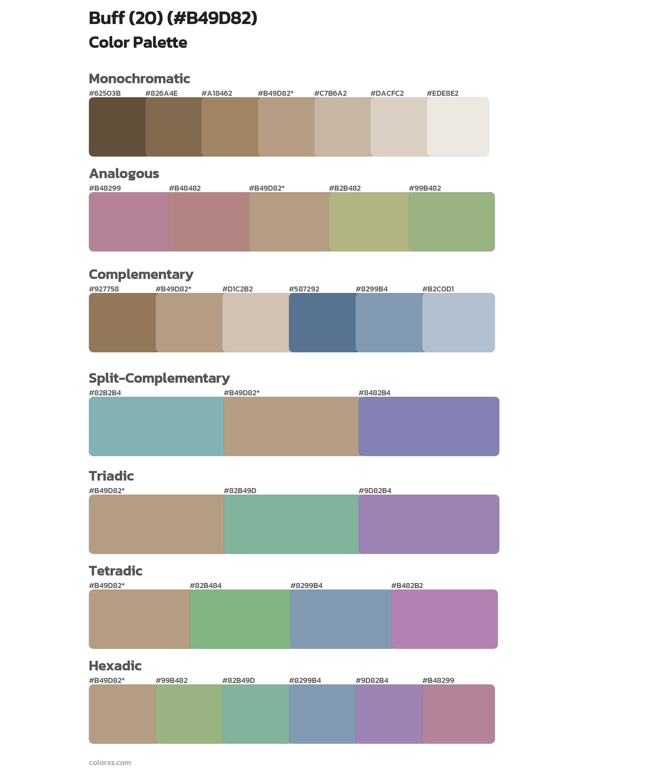 Buff (20) Color Scheme Palettes