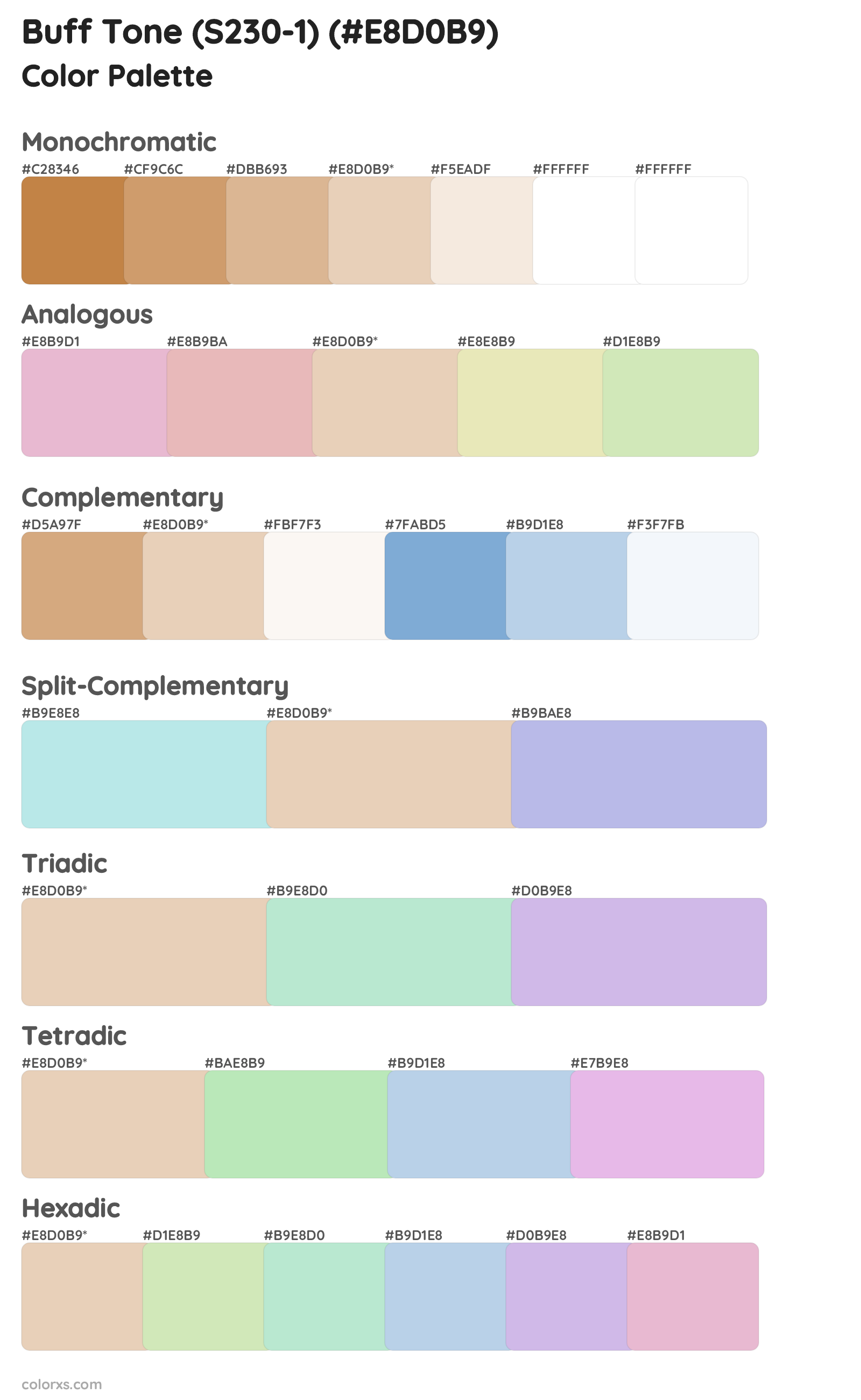 Buff Tone (S230-1) Color Scheme Palettes