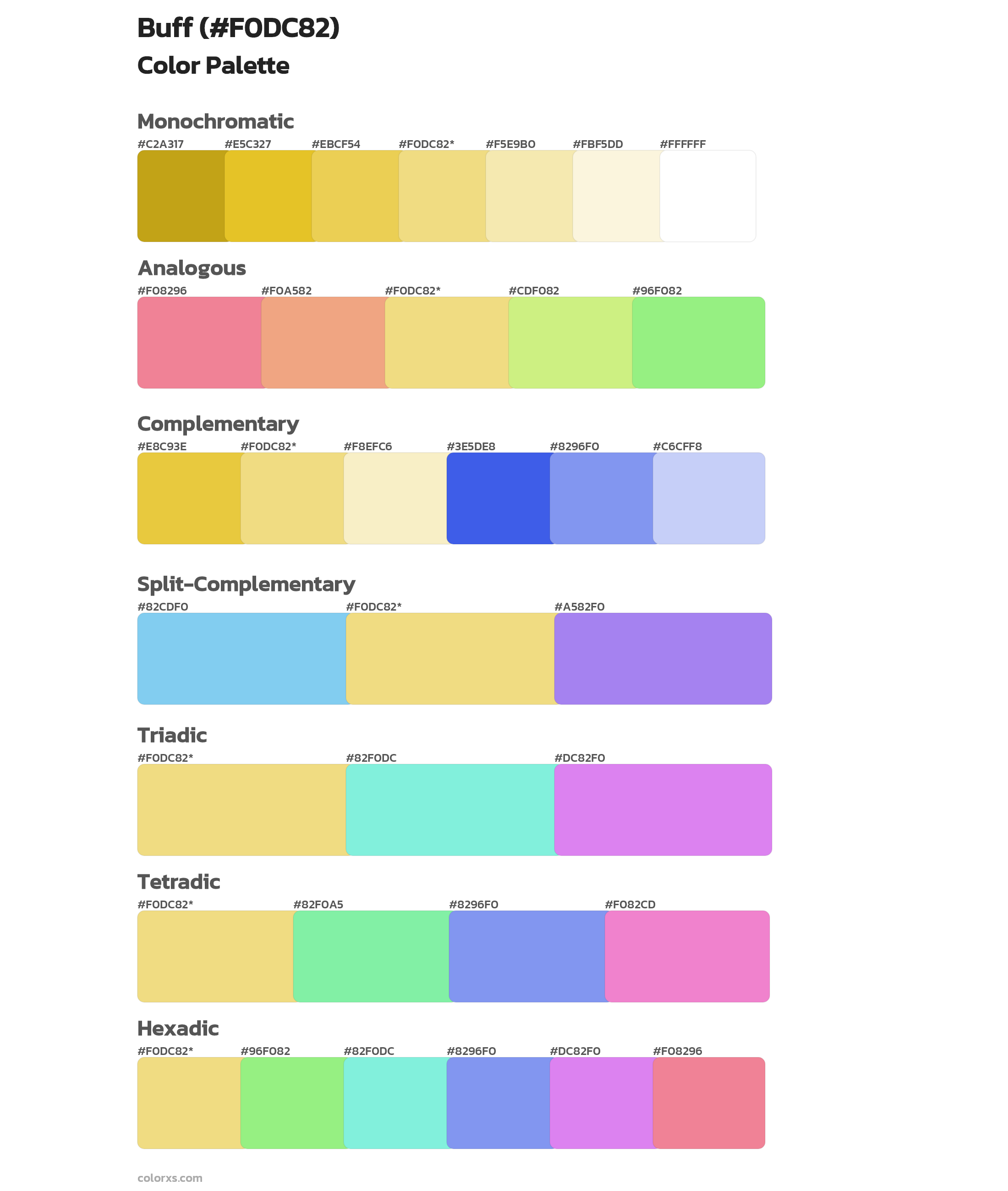 Buff color palettes
