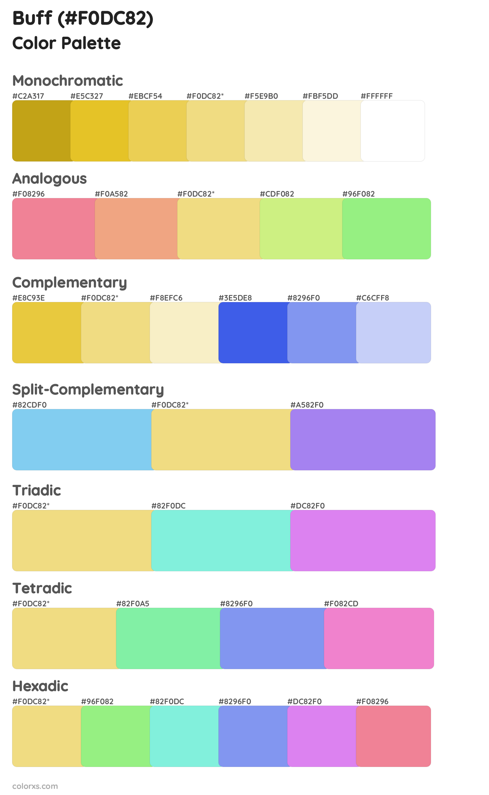 Buff Color Scheme Palettes