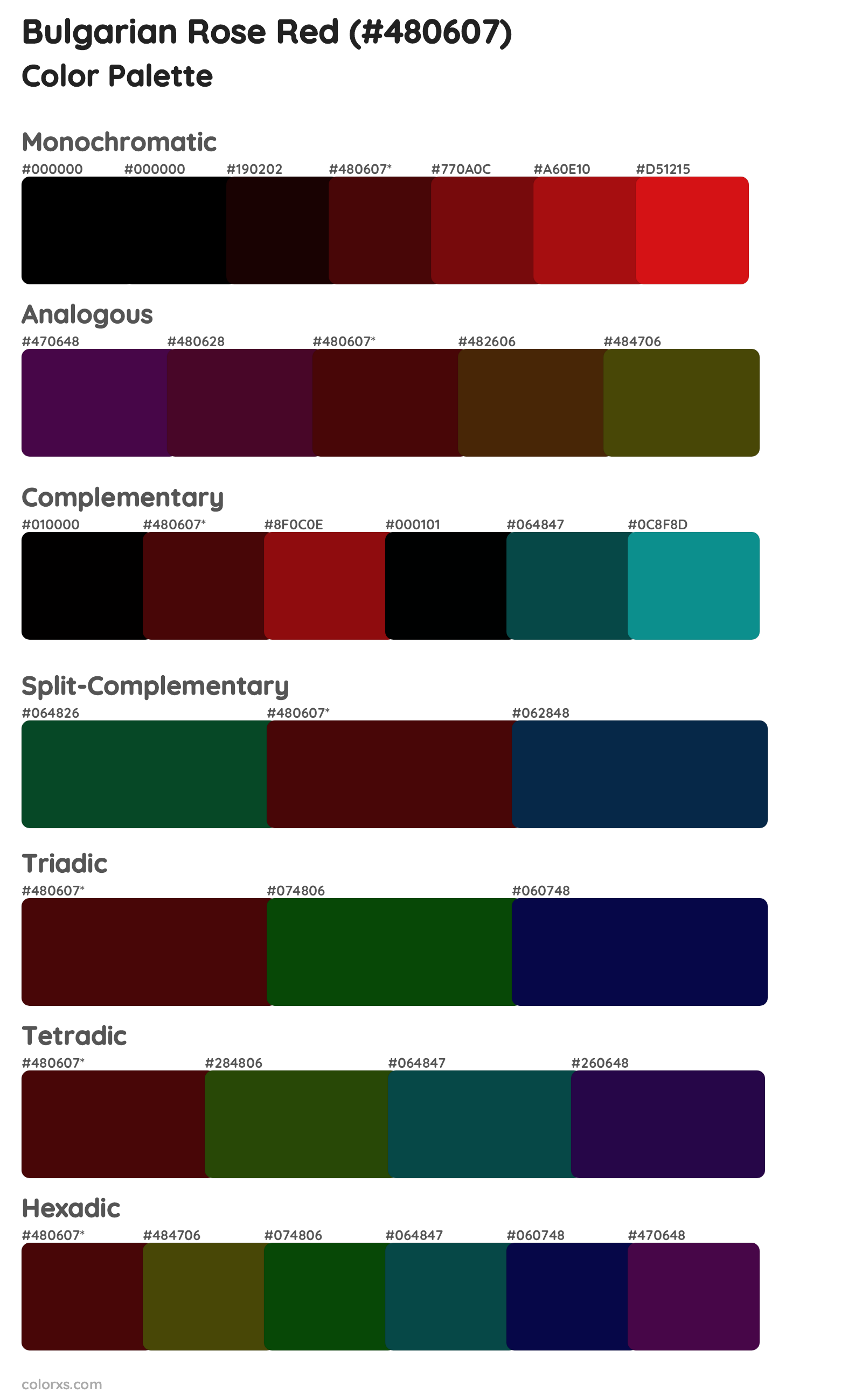 Bulgarian Rose Red Color Scheme Palettes