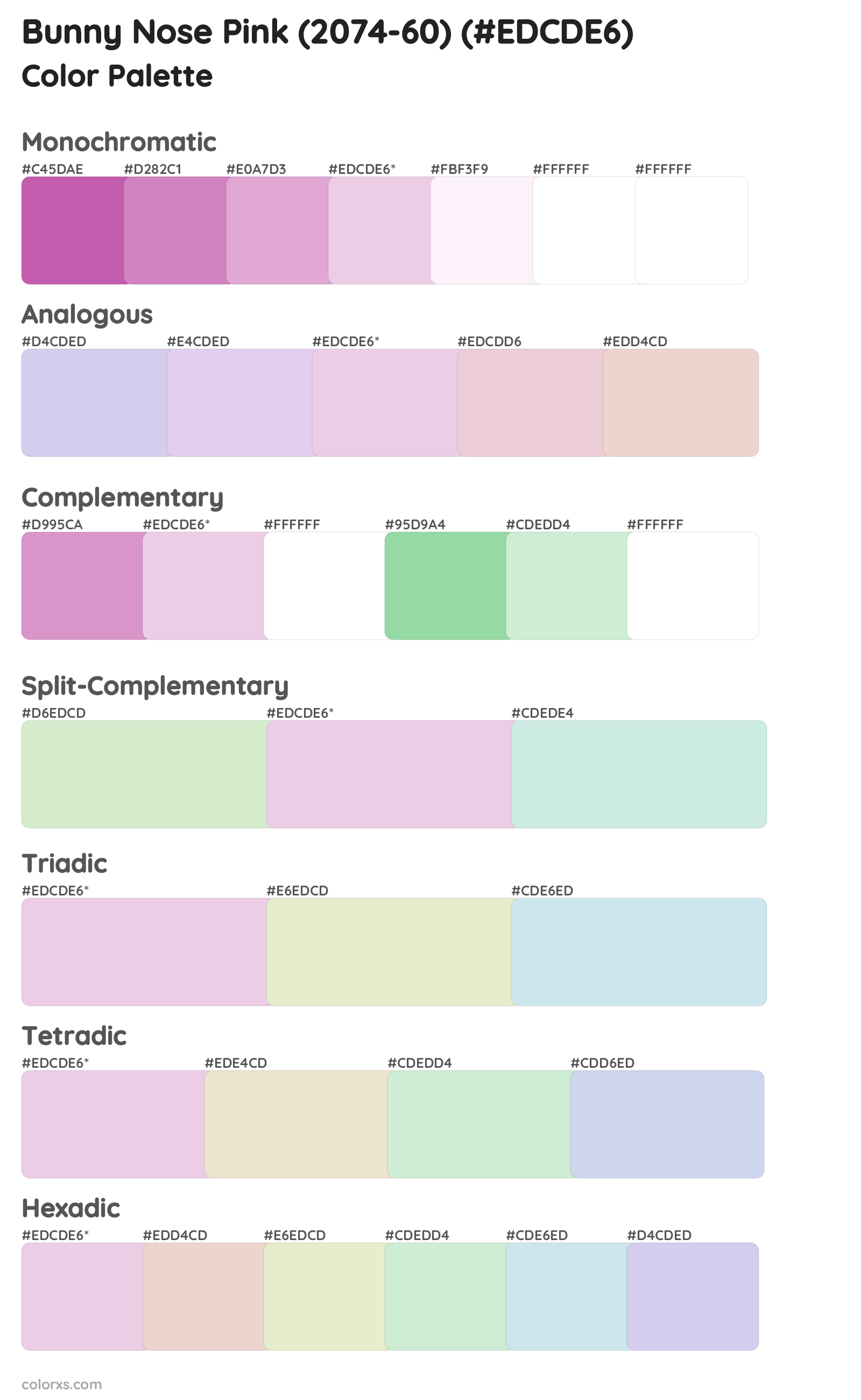 Bunny Nose Pink (2074-60) Color Scheme Palettes