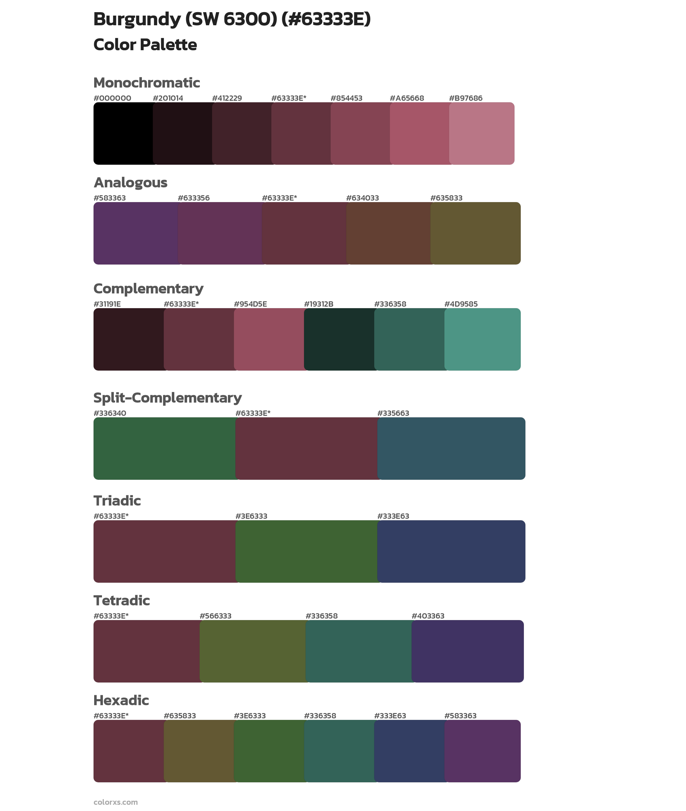Burgundy (SW 6300) Color Scheme Palettes