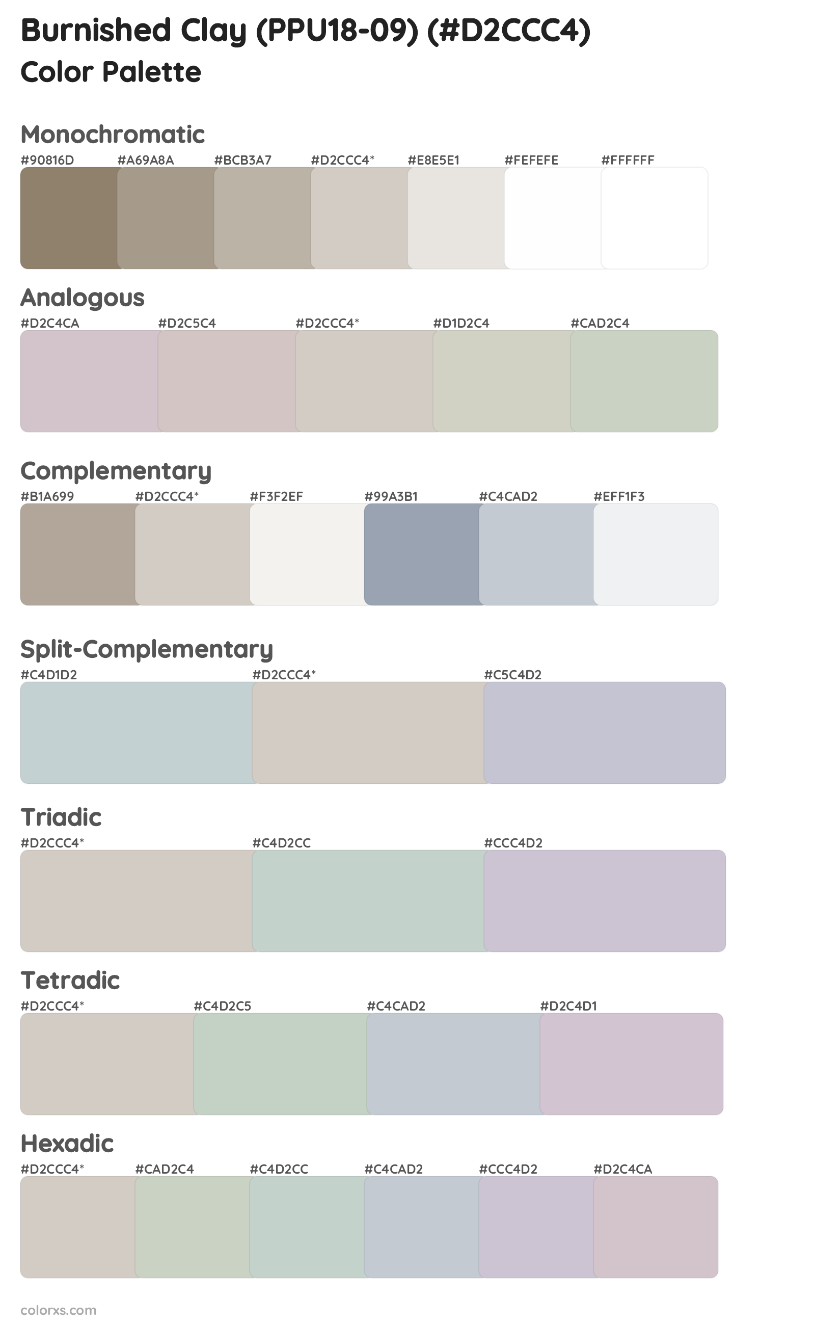 Burnished Clay (PPU18-09) Color Scheme Palettes
