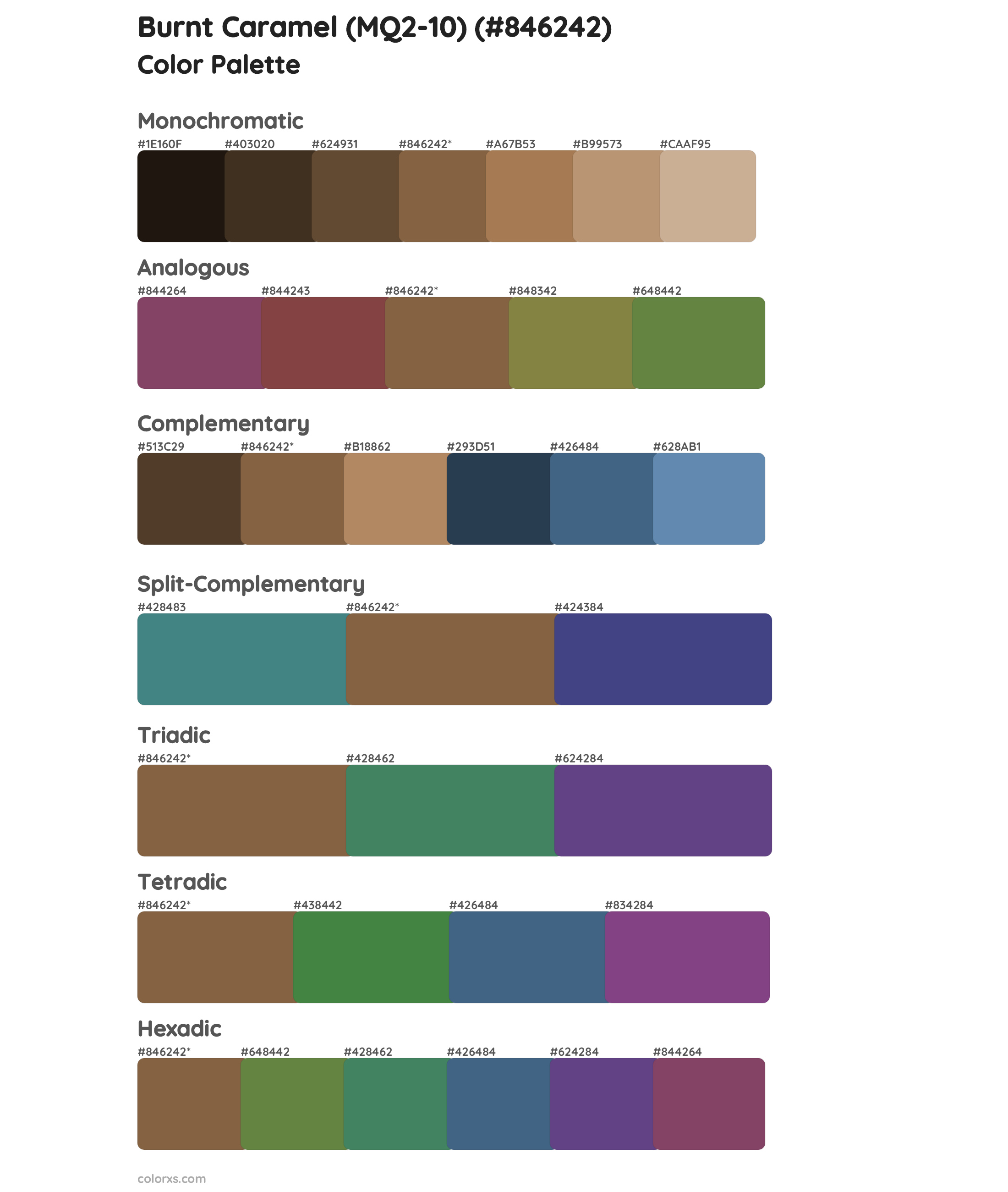 Burnt Caramel (MQ2-10) Color Scheme Palettes