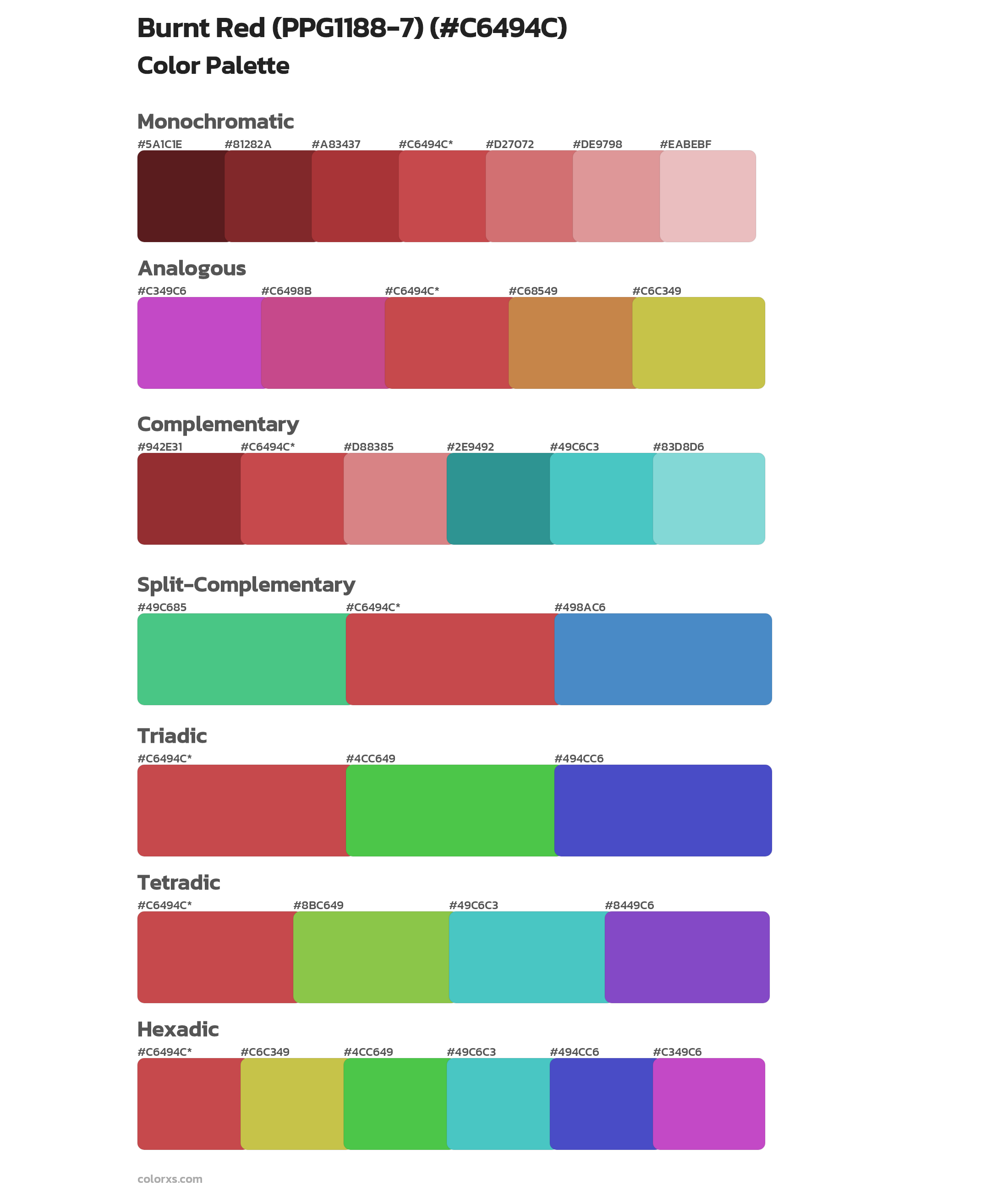 Burnt Red (PPG1188-7) Color Scheme Palettes