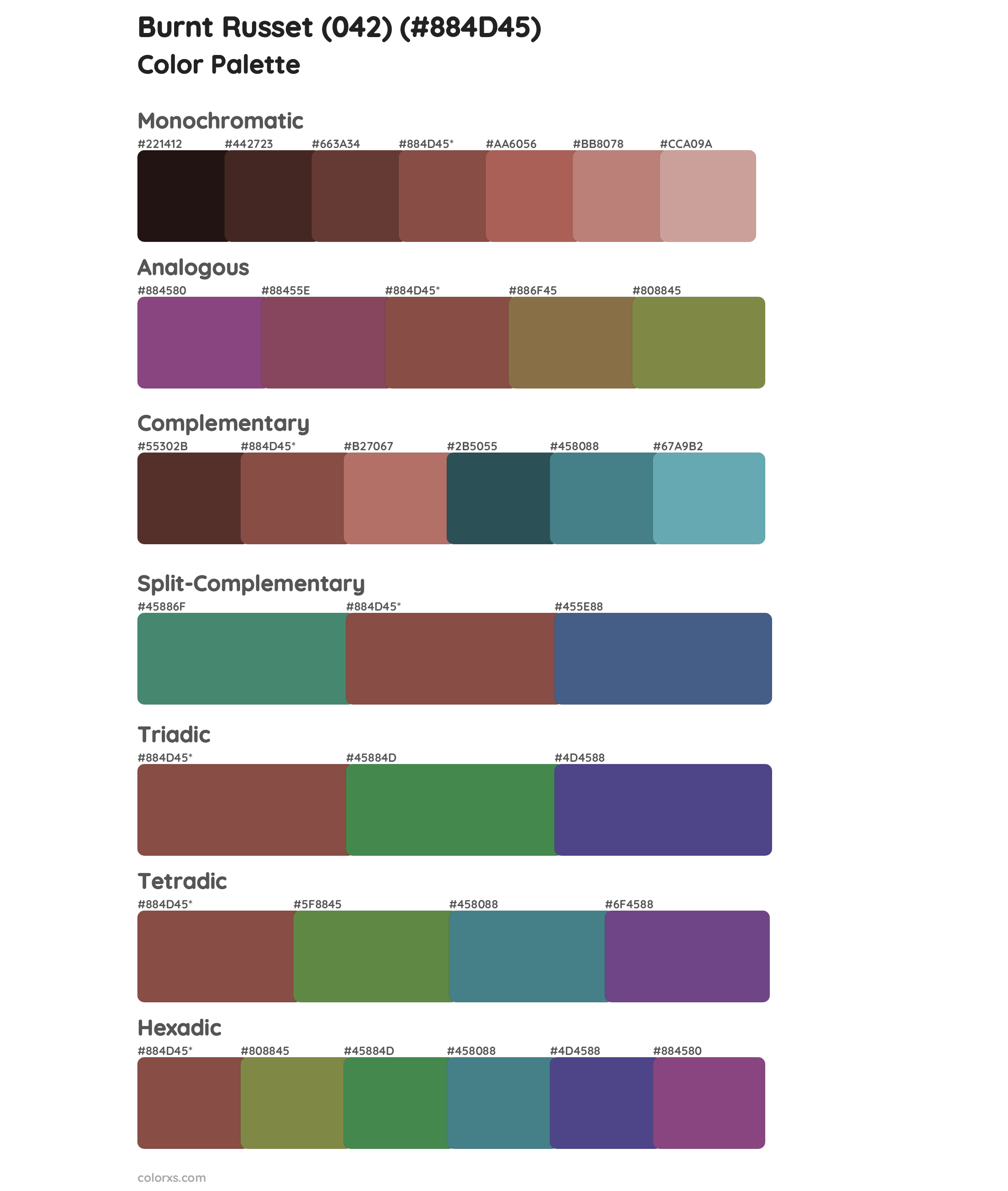 Burnt Russet (042) Color Scheme Palettes
