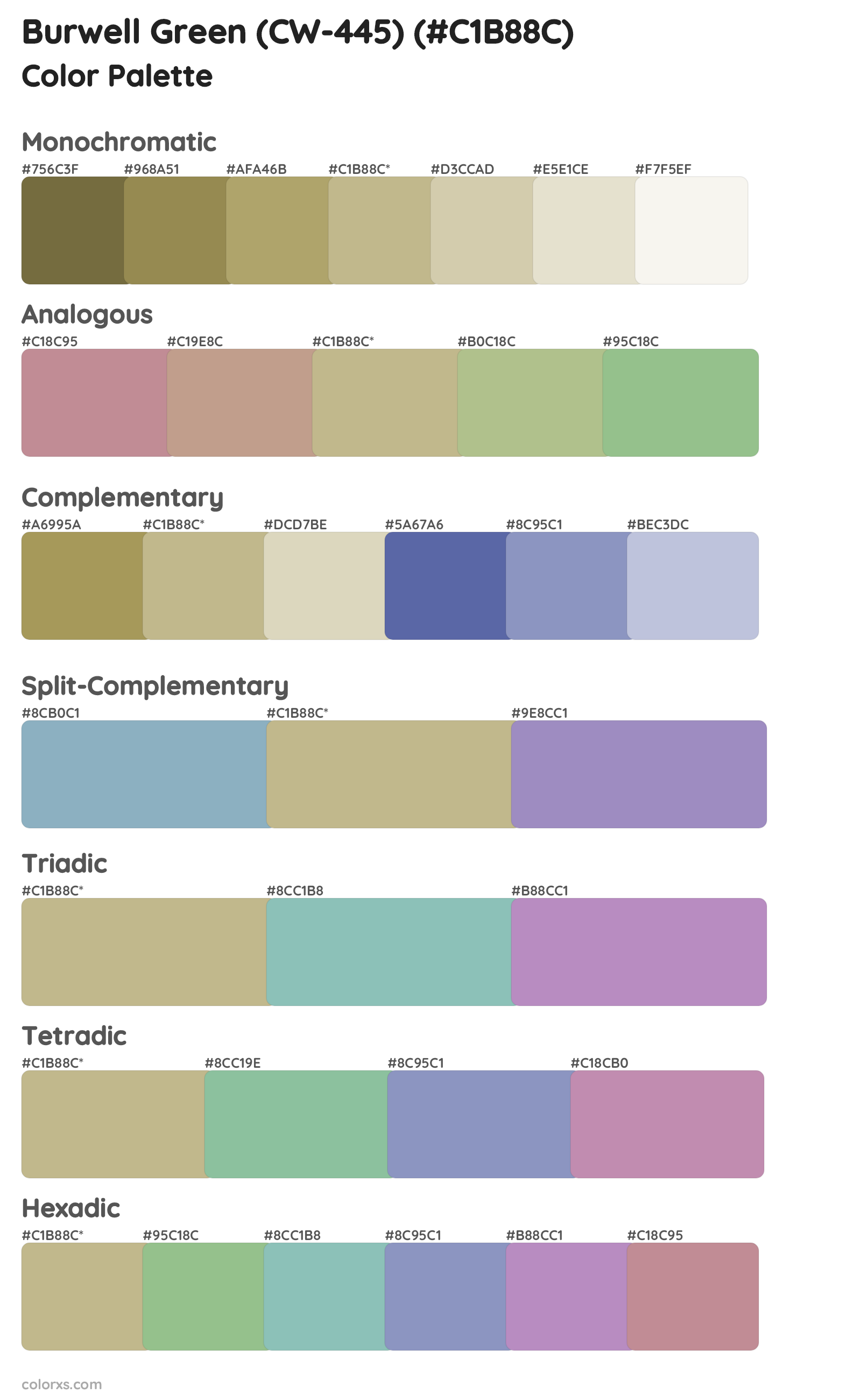 Burwell Green (CW-445) Color Scheme Palettes