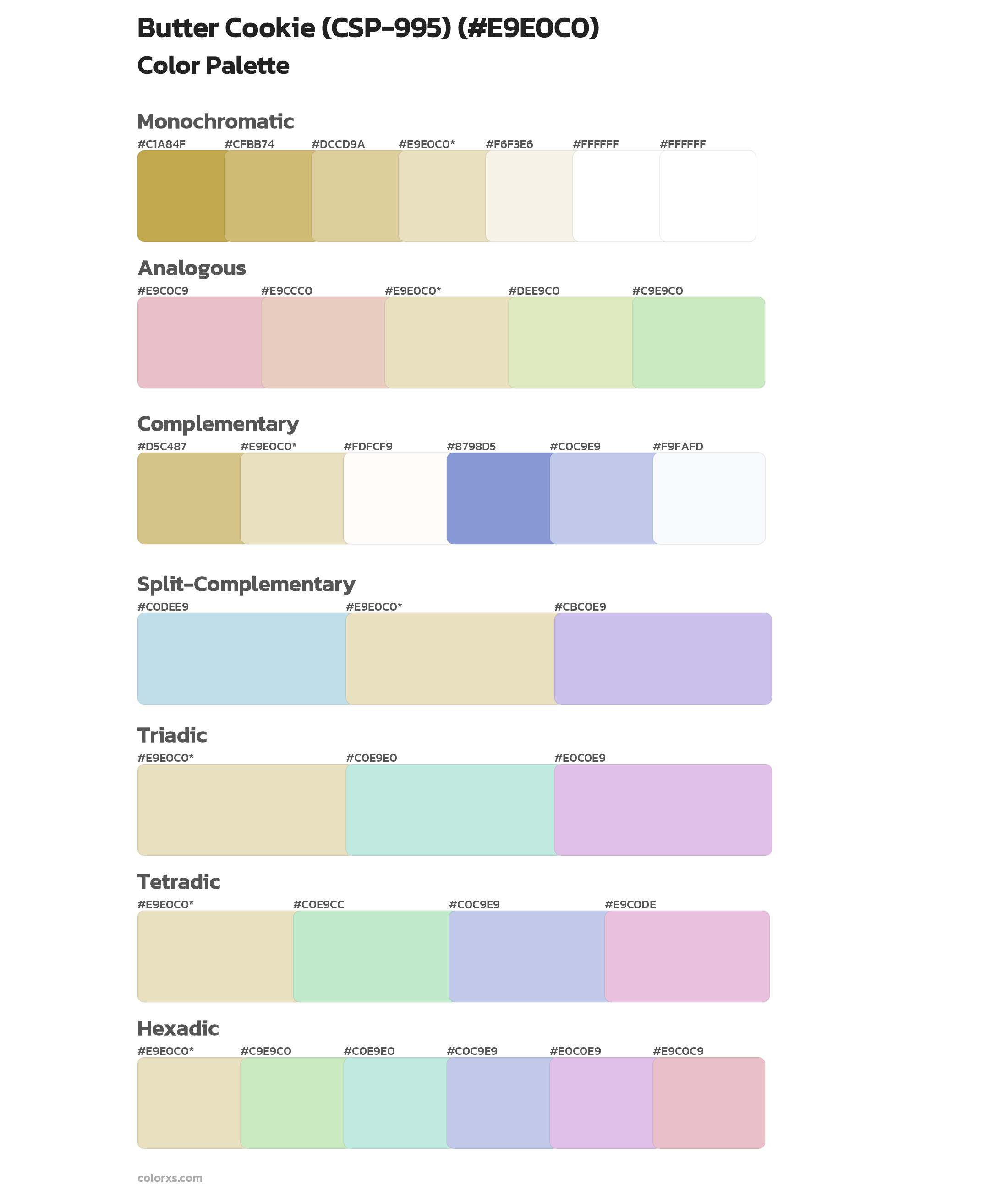 Butter Cookie (CSP-995) Color Scheme Palettes