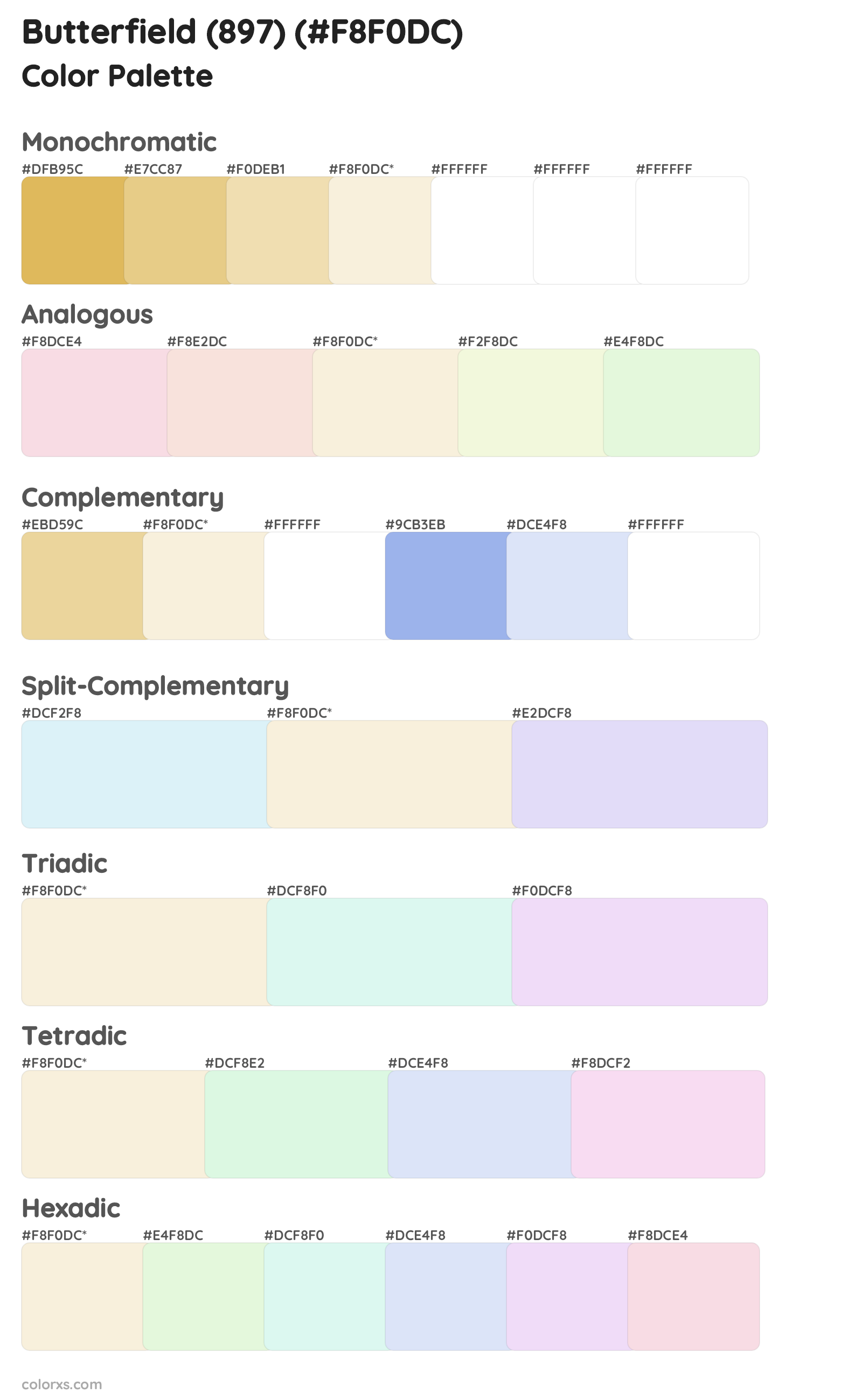 Butterfield (897) Color Scheme Palettes