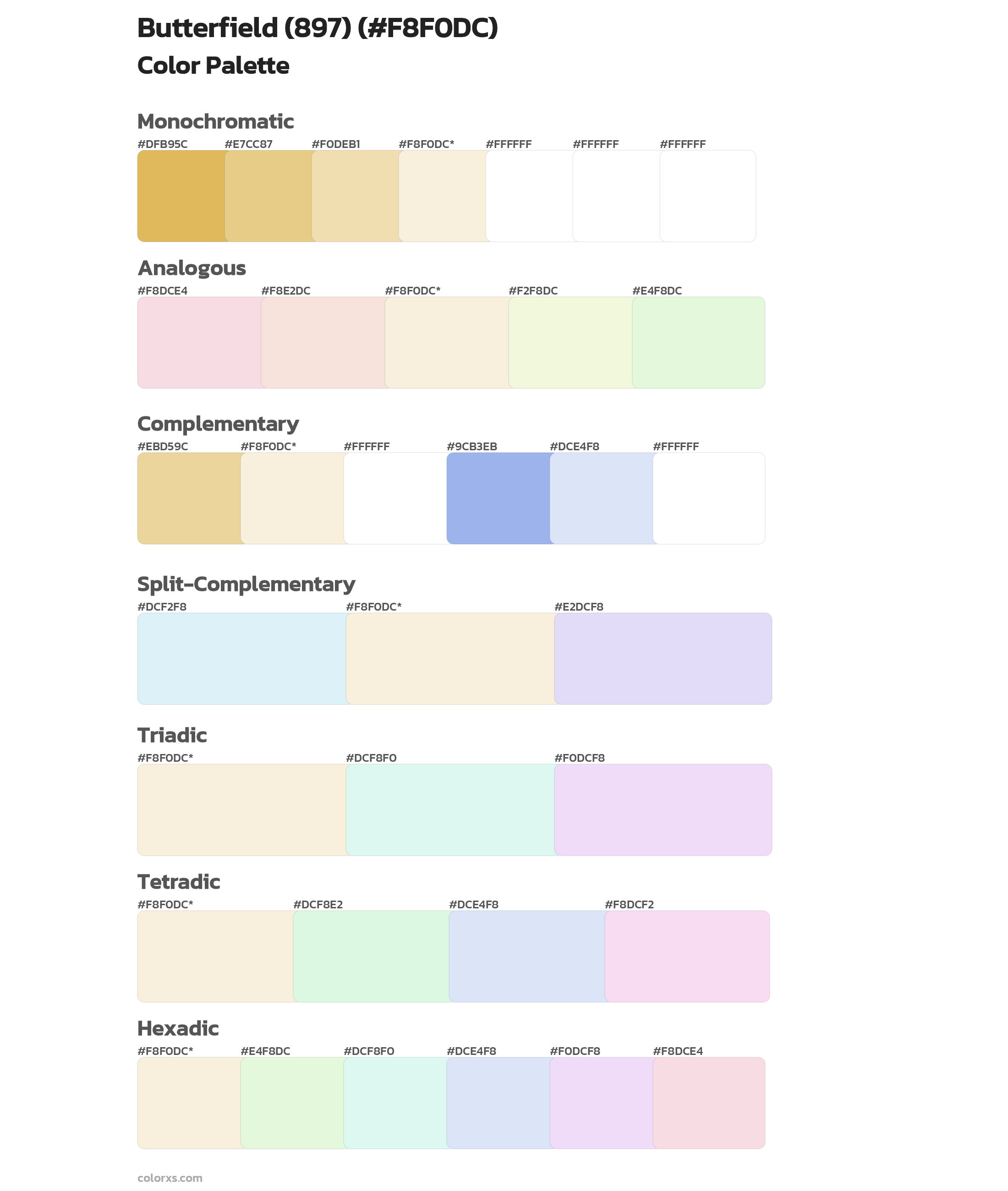 Butterfield (897) Color Scheme Palettes
