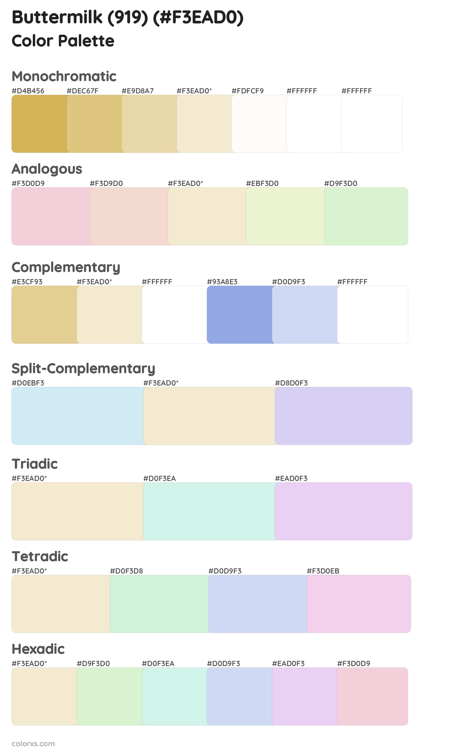Buttermilk (919) Color Scheme Palettes