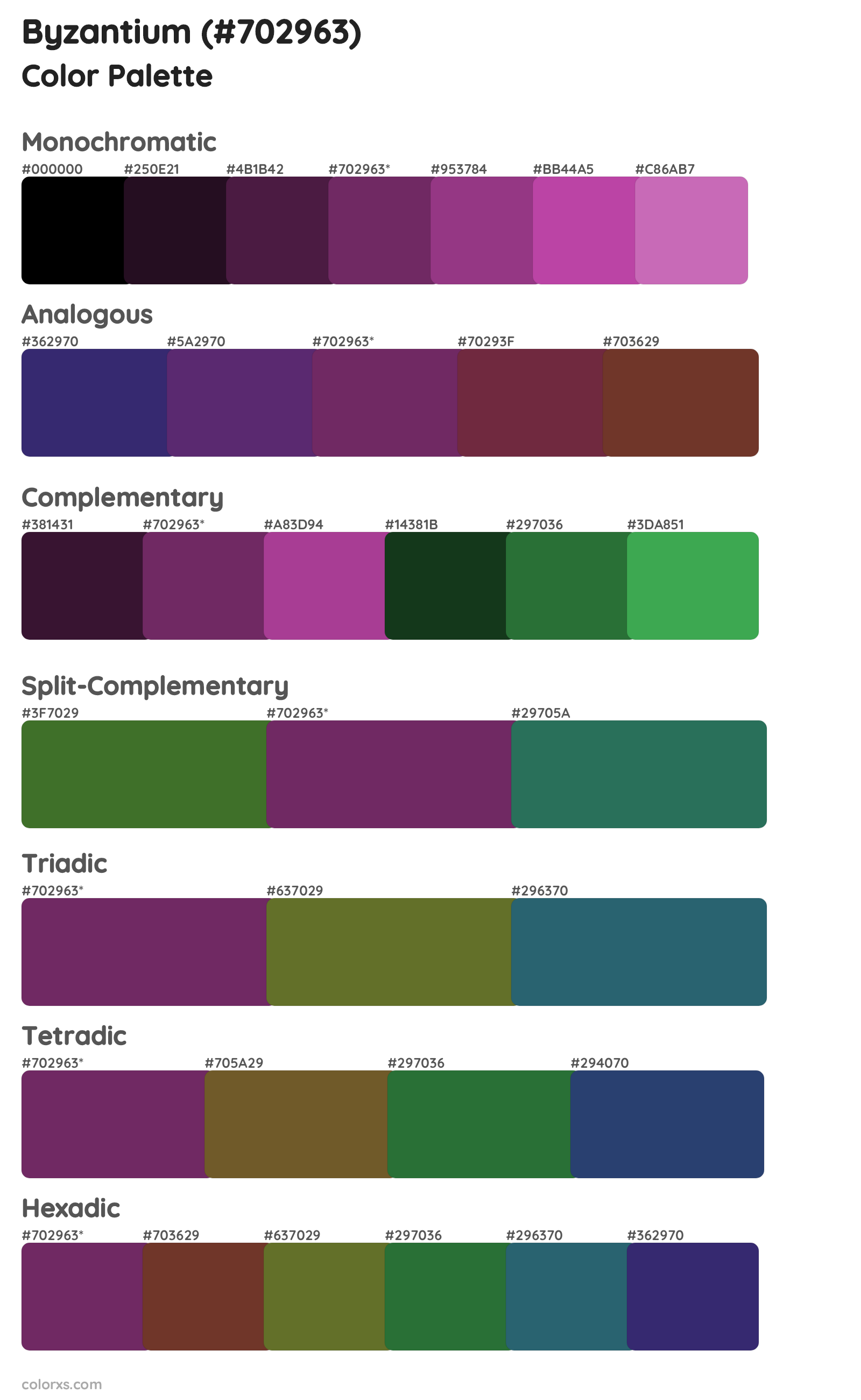 Byzantium Color Scheme Palettes