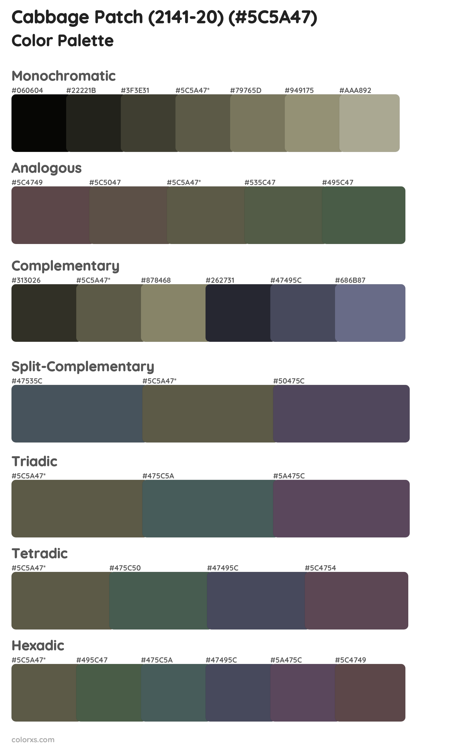 Cabbage Patch (2141-20) Color Scheme Palettes