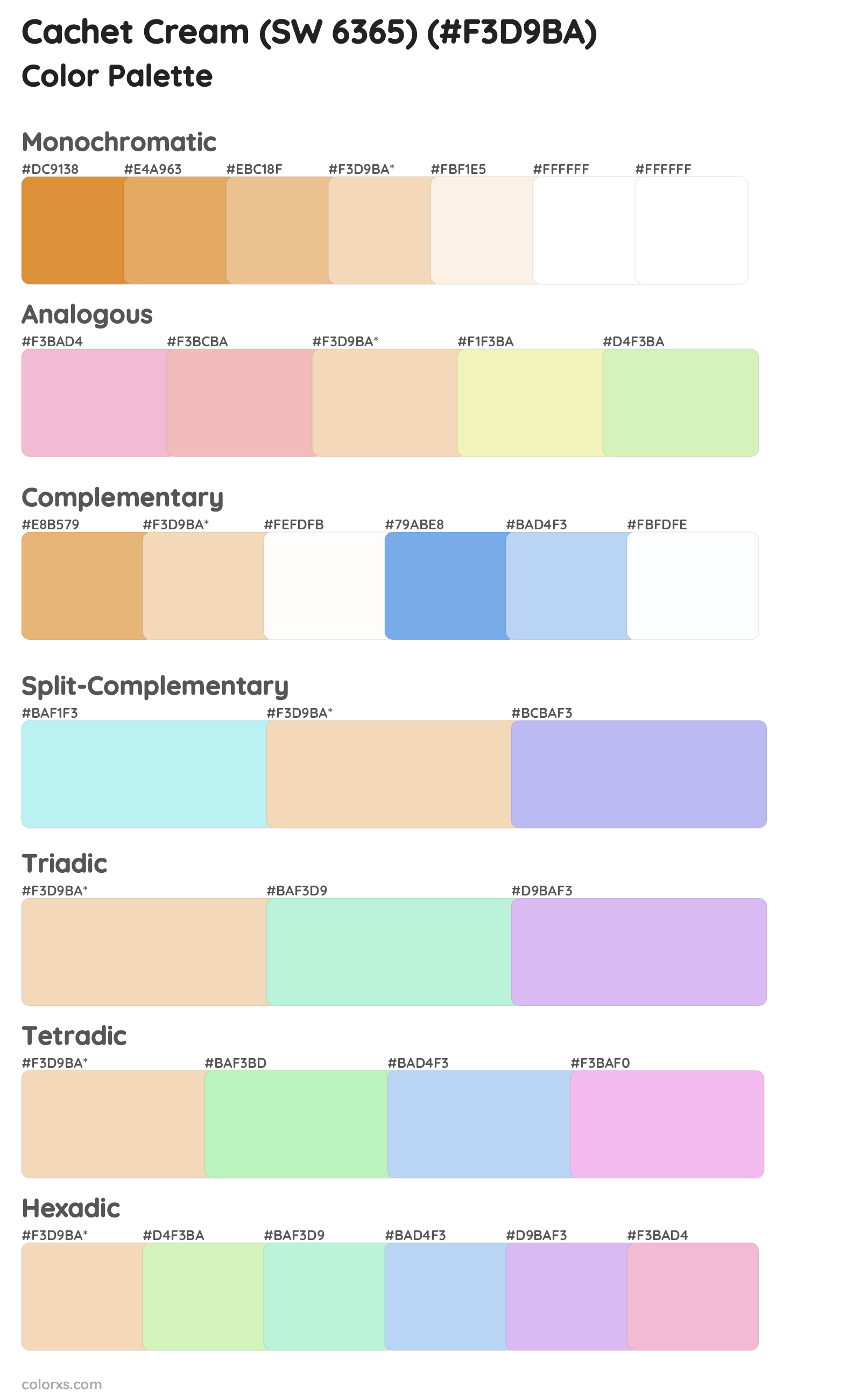 Cachet Cream (SW 6365) Color Scheme Palettes