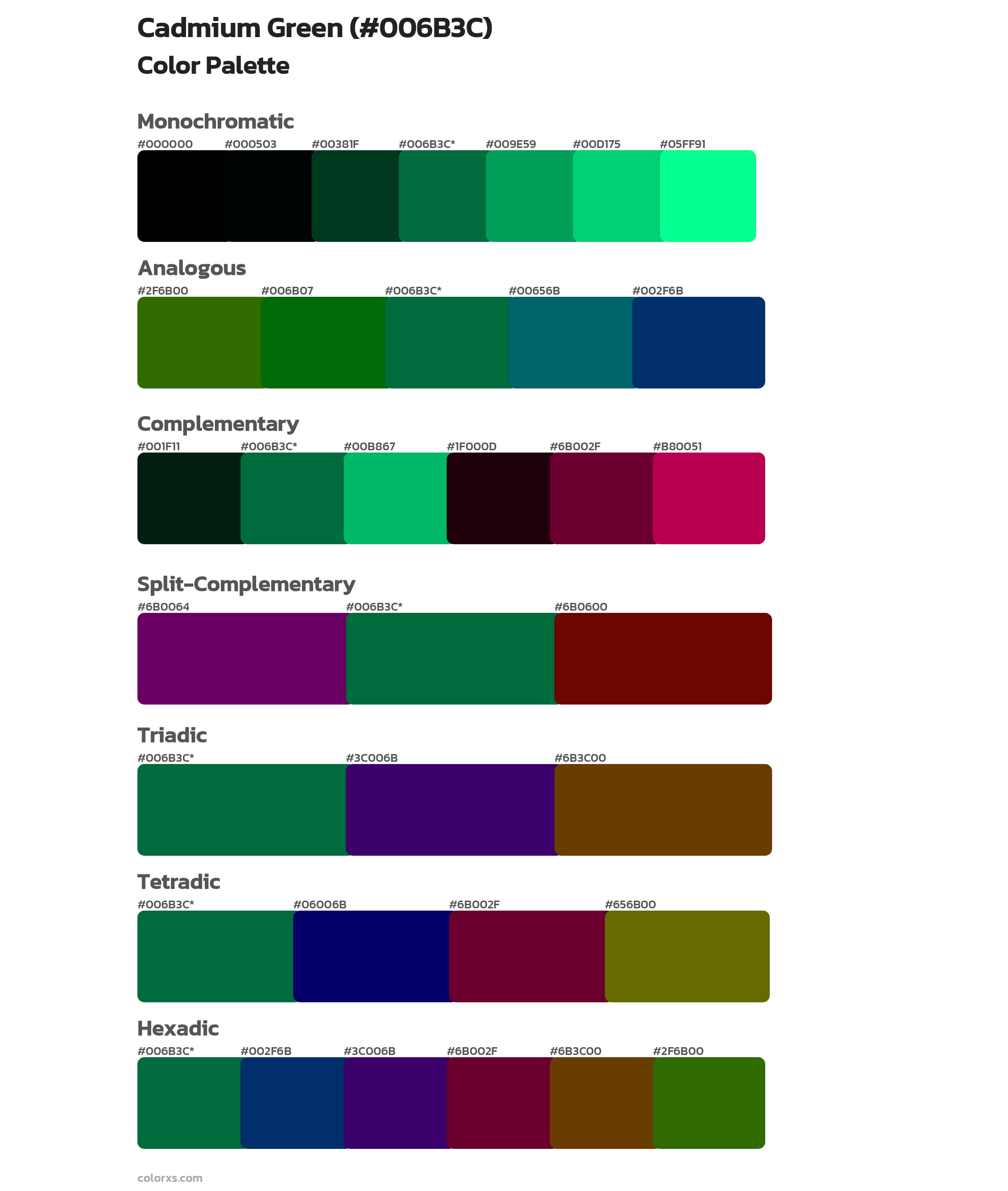 Cadmium Green Color Scheme Palettes