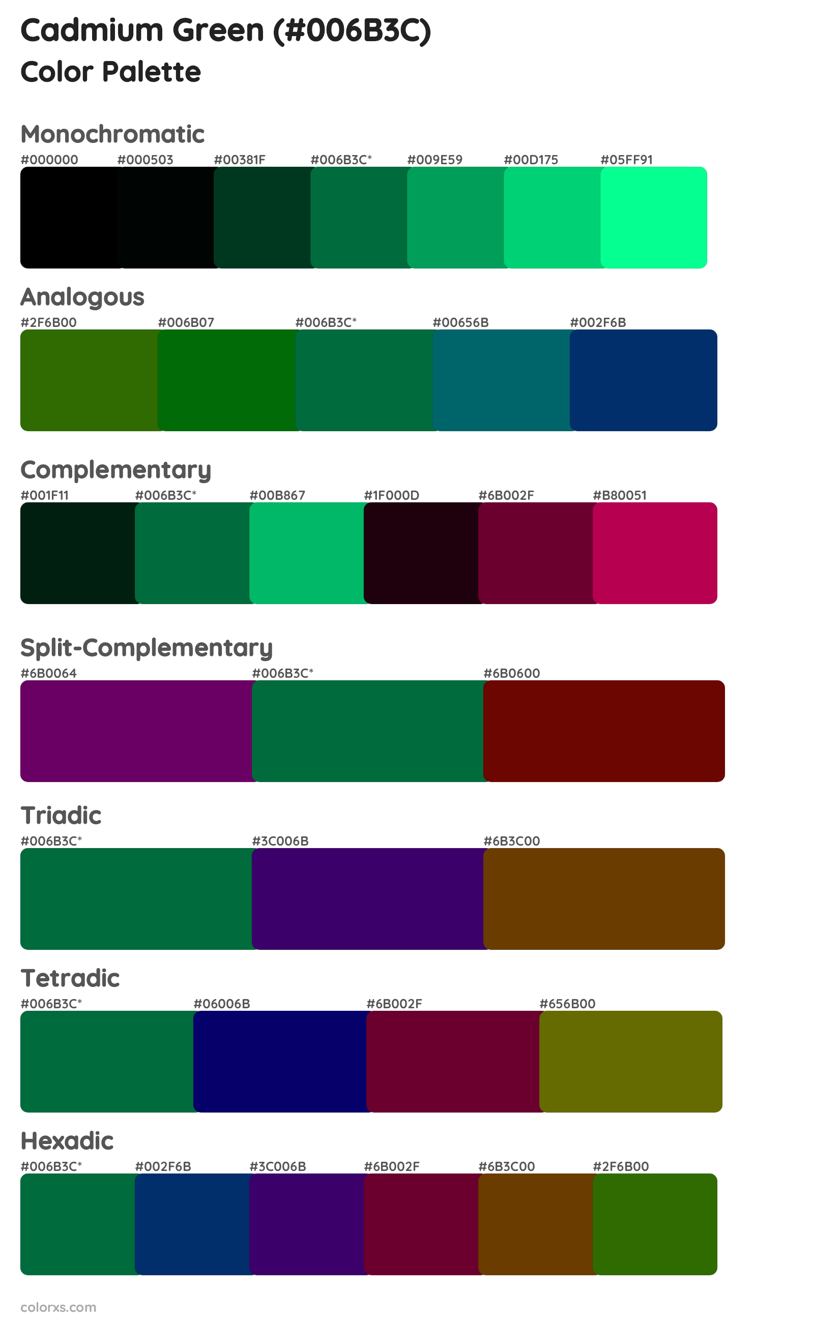 Cadmium Green Color Scheme Palettes