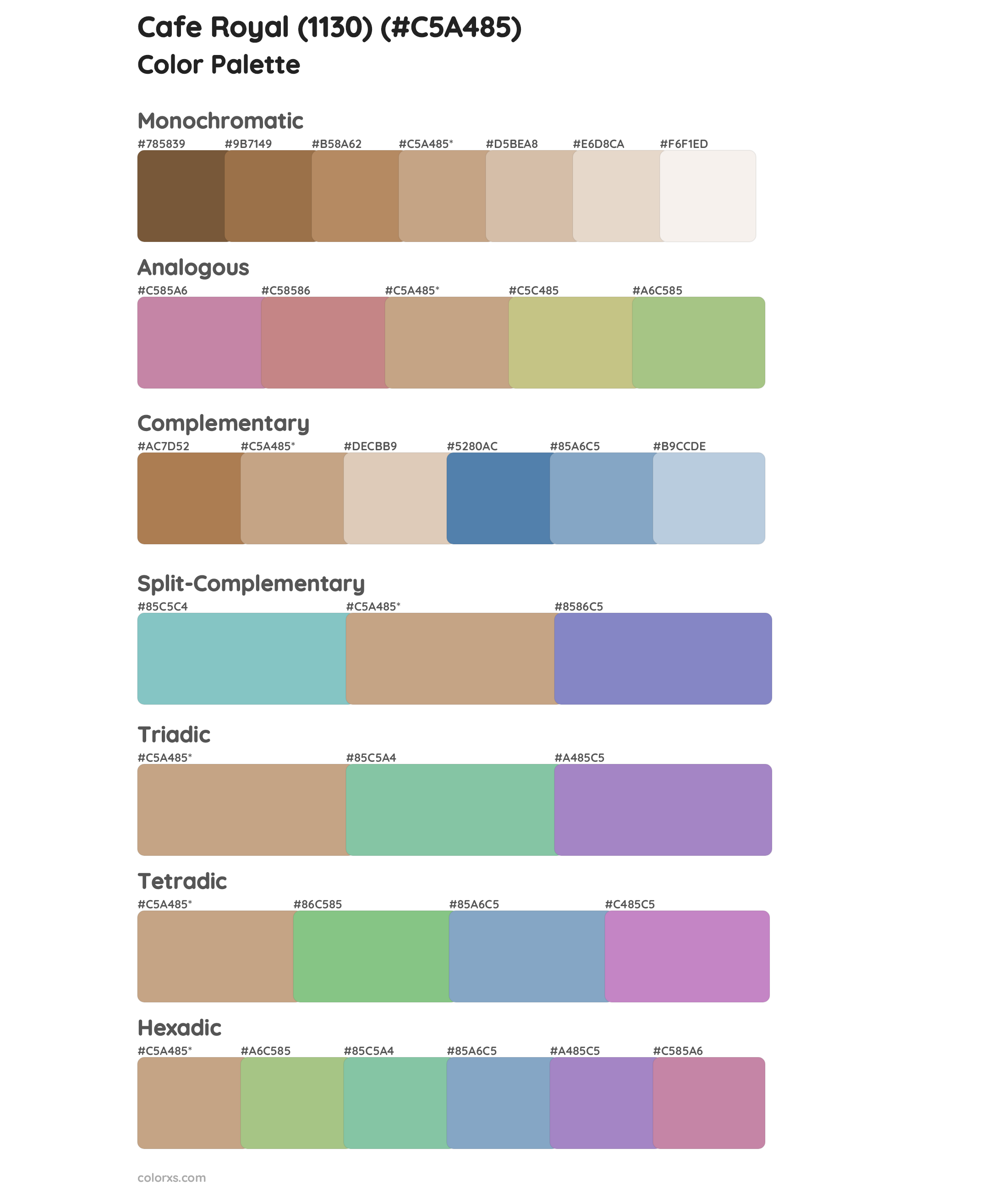 Cafe Royal (1130) Color Scheme Palettes