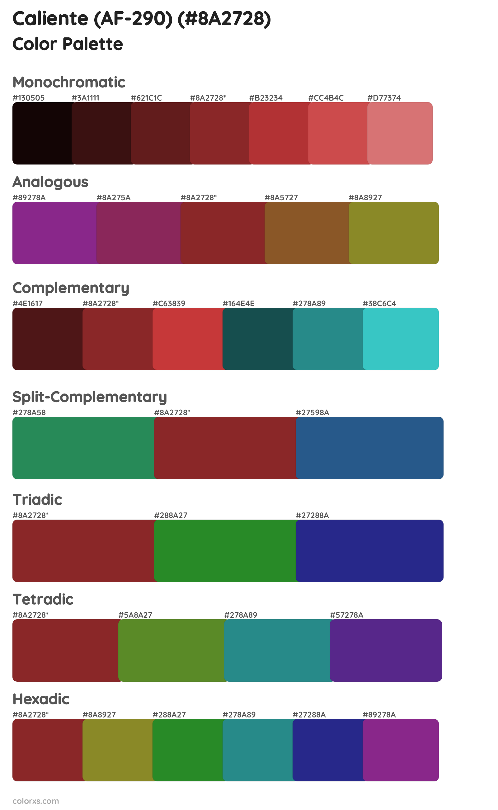 Caliente (AF-290) Color Scheme Palettes