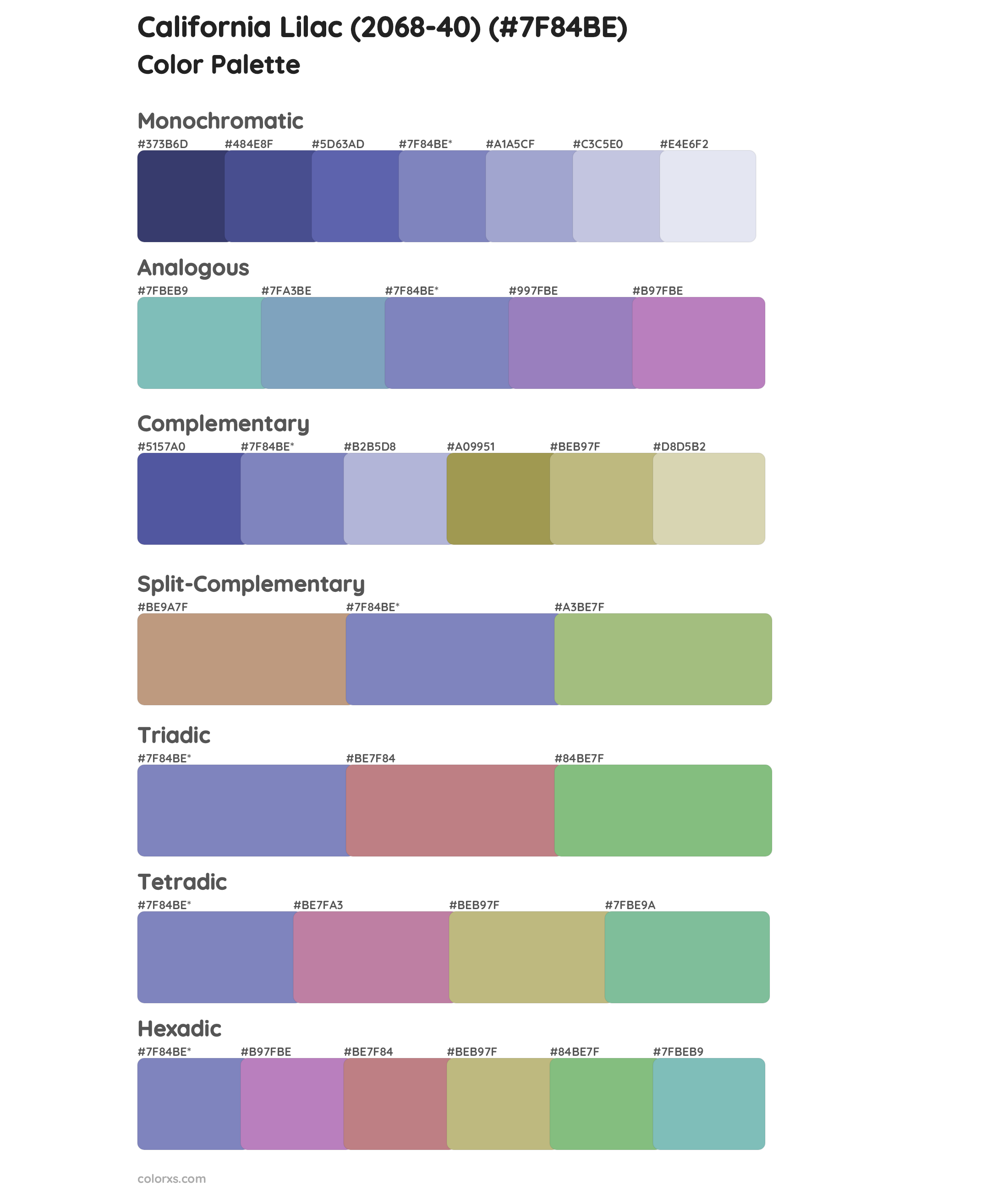 California Lilac (2068-40) Color Scheme Palettes