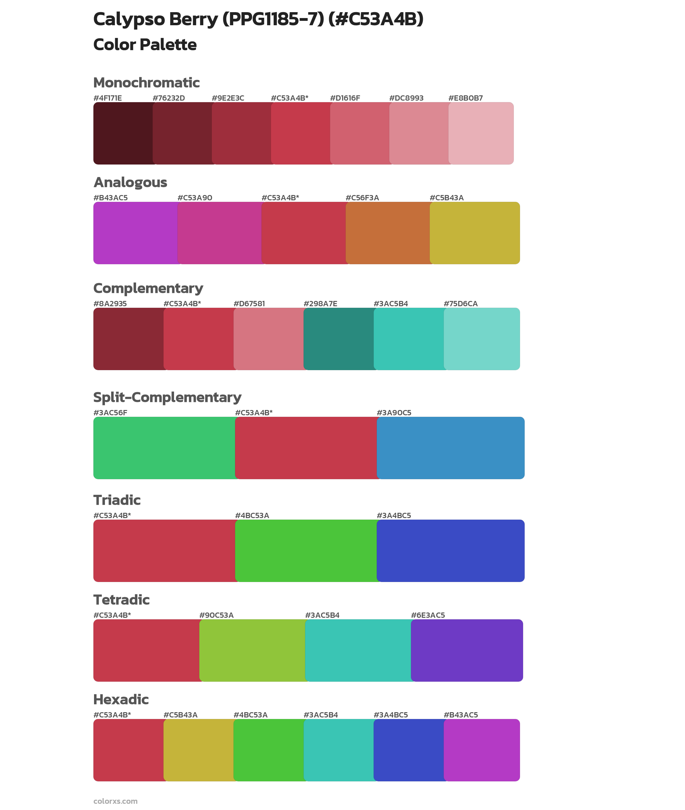 Calypso Berry (PPG1185-7) Color Scheme Palettes