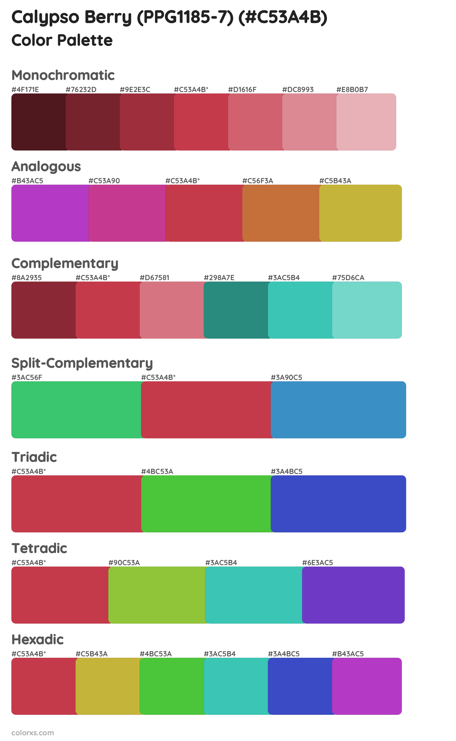 Calypso Berry (PPG1185-7) Color Scheme Palettes