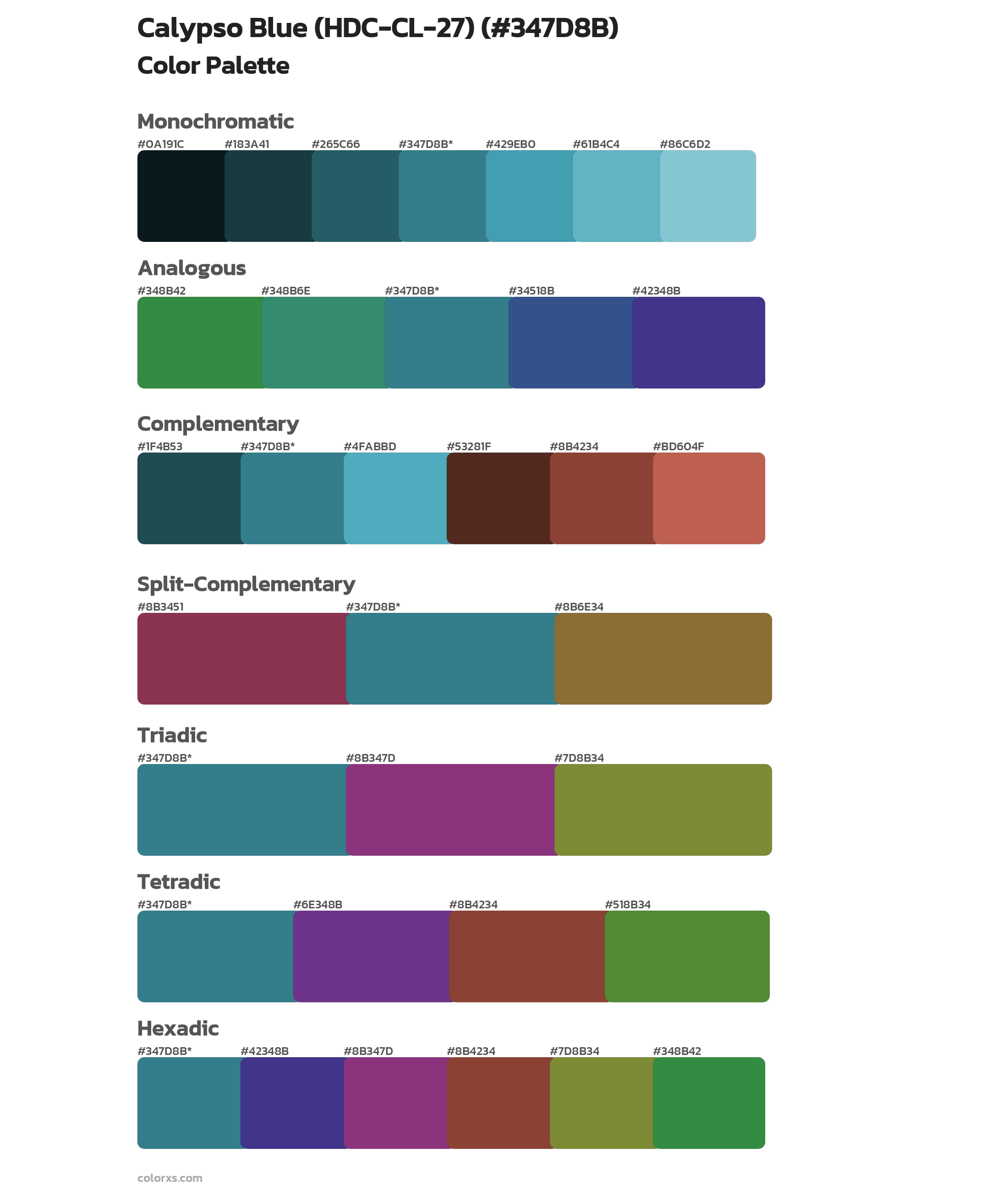 Calypso Blue (HDC-CL-27) Color Scheme Palettes