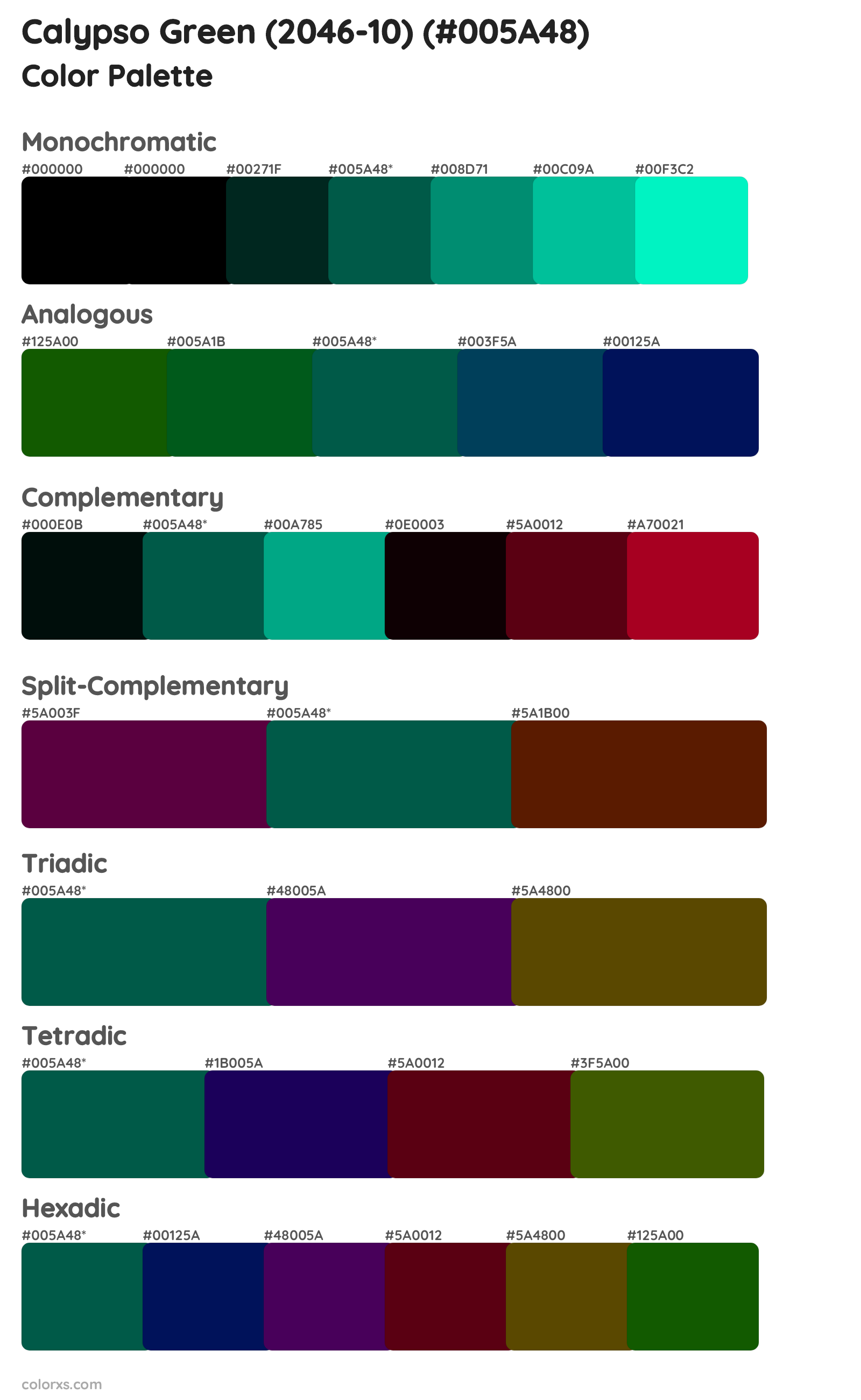 Calypso Green (2046-10) Color Scheme Palettes