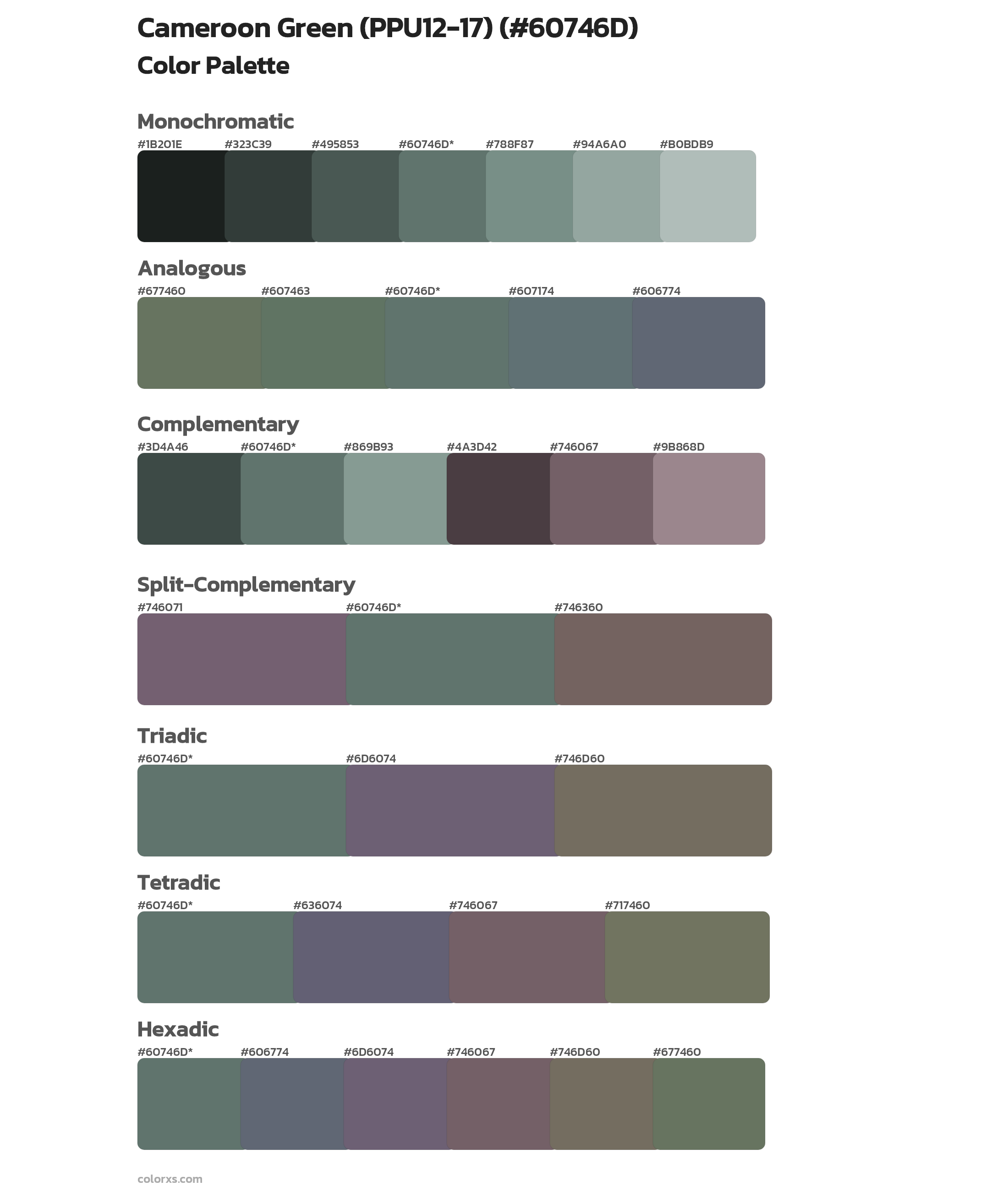 Cameroon Green (PPU12-17) Color Scheme Palettes
