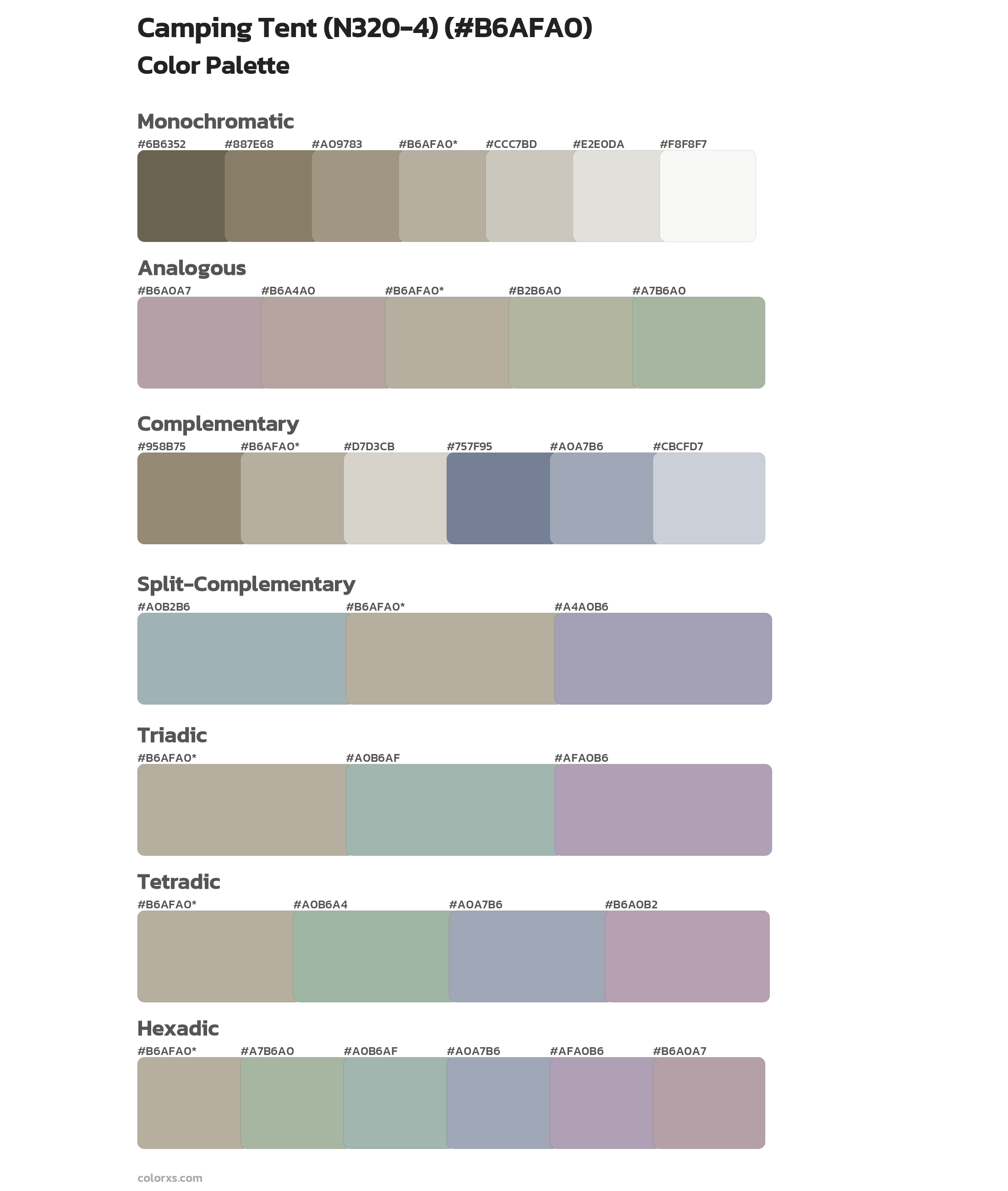 Camping Tent (N320-4) Color Scheme Palettes